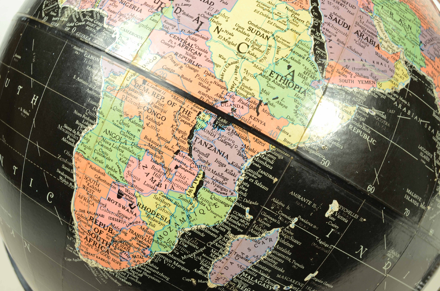 Antique globes-world maps/8148-Black Terrestrial Globe
