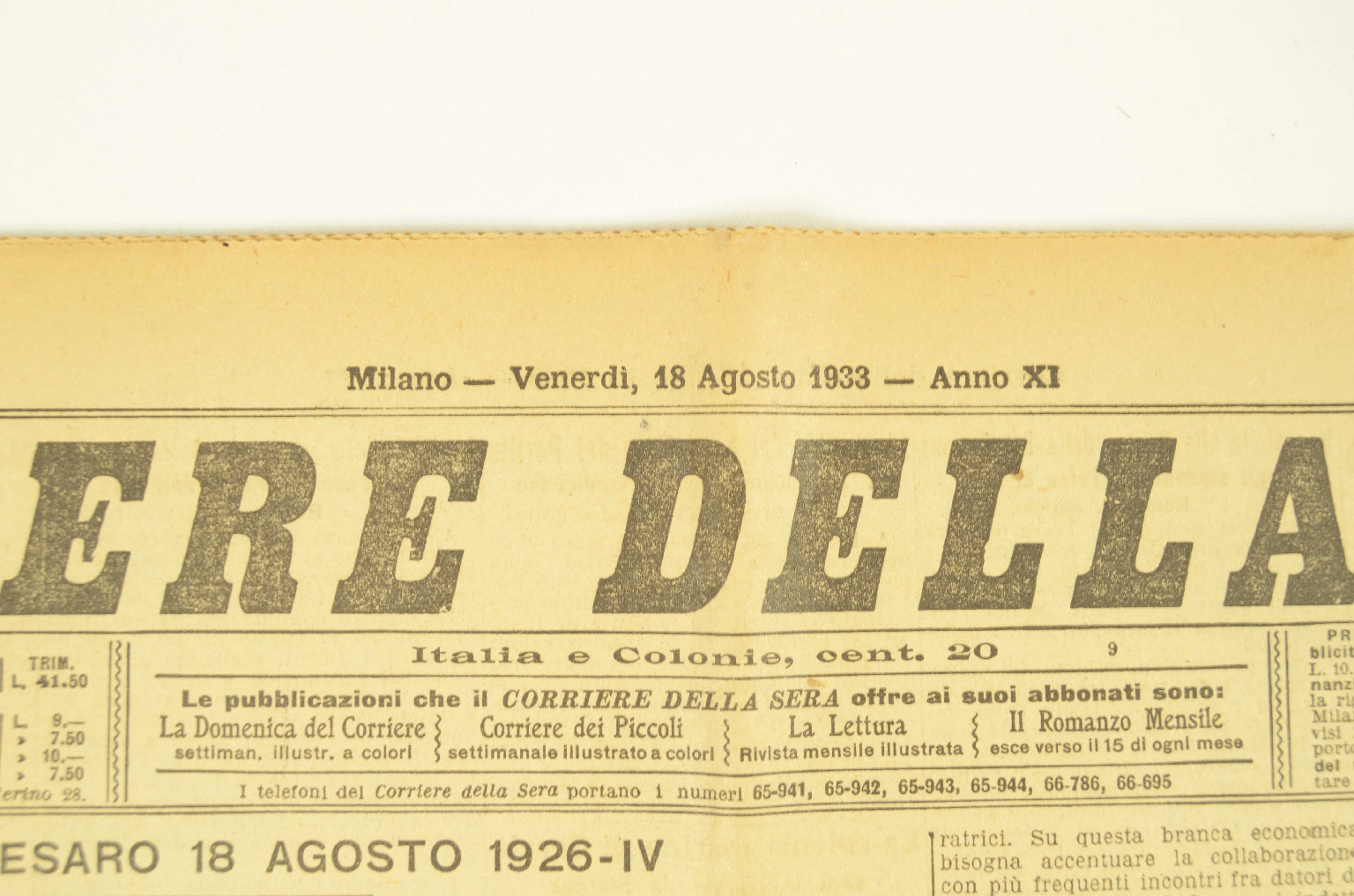 Transatlantico REX/R191-Corriere Della Sera 1933
