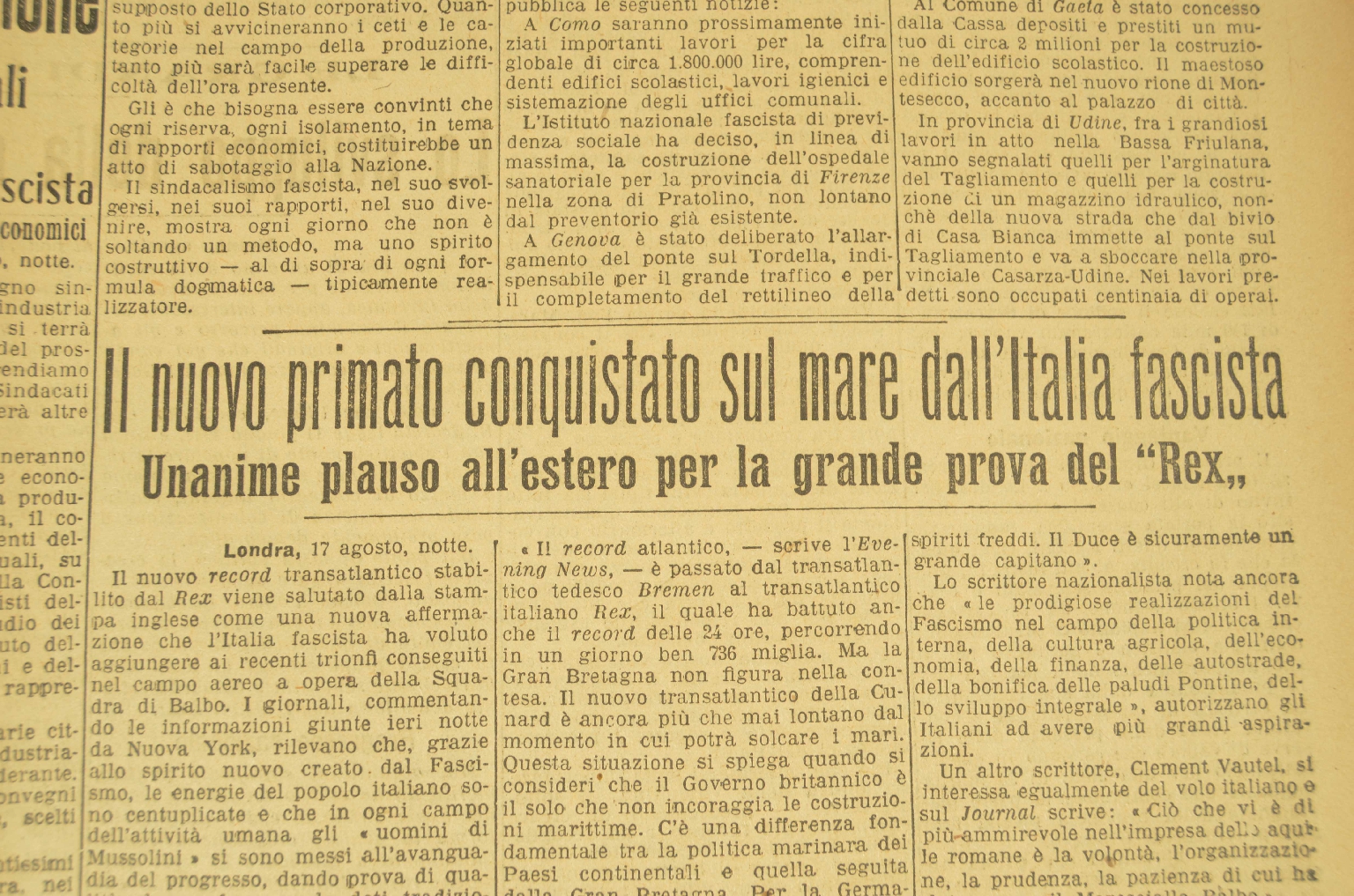 Transatlantico REX/R191-Corriere Della Sera 1933