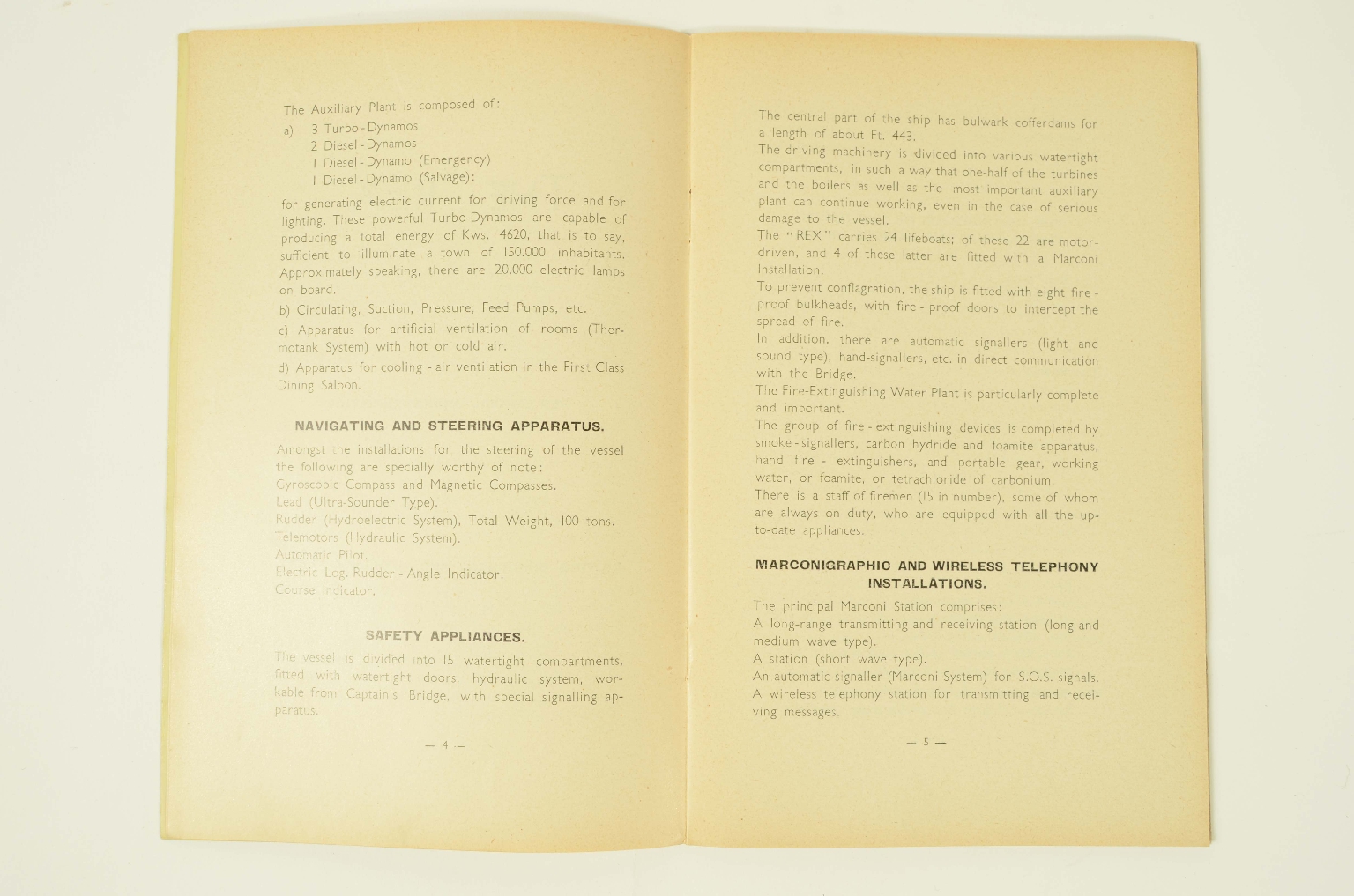 Transatlantico REX/R279-Libretto info REX