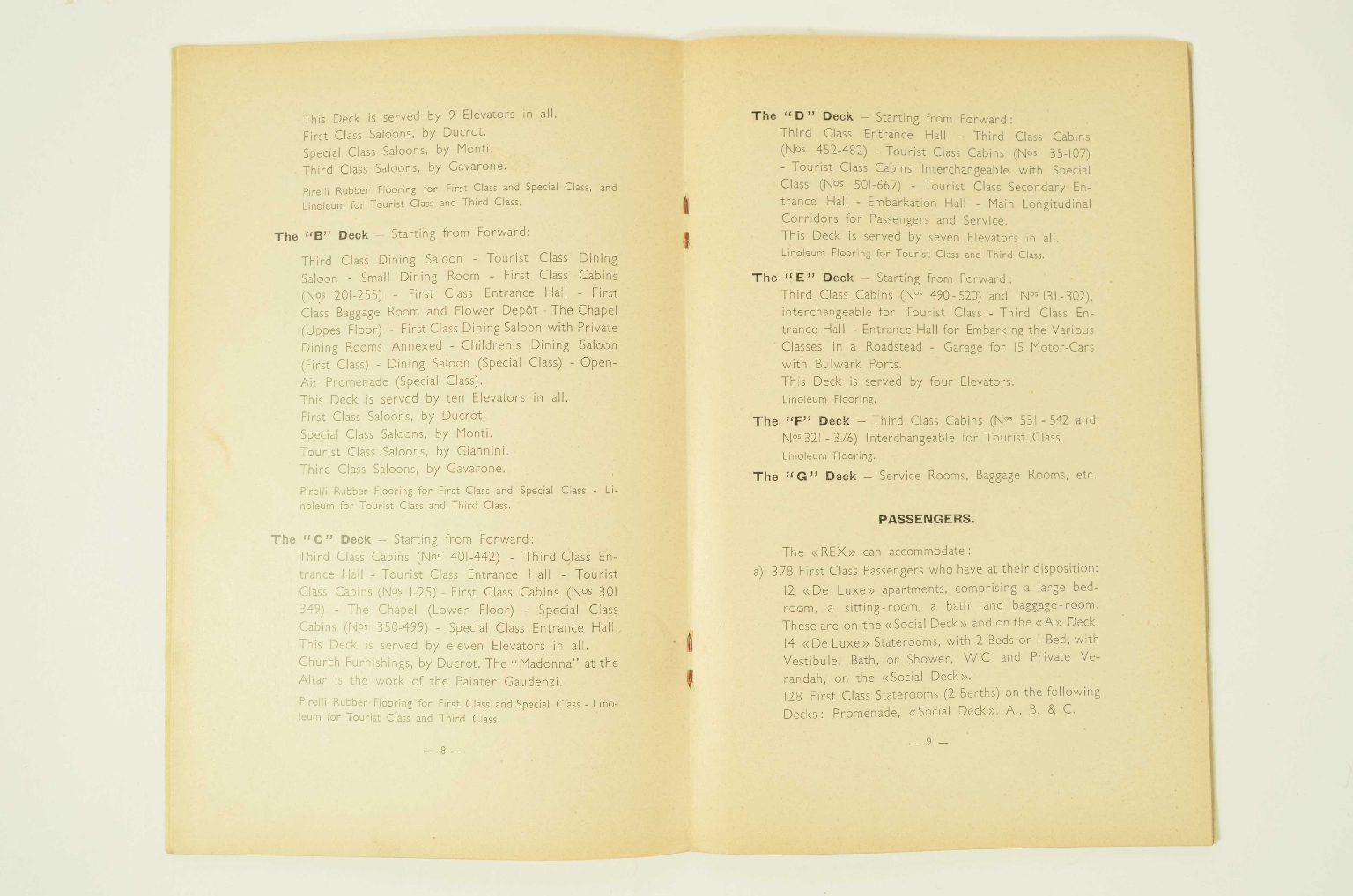 Transatlantico REX/R279-Libretto info REX