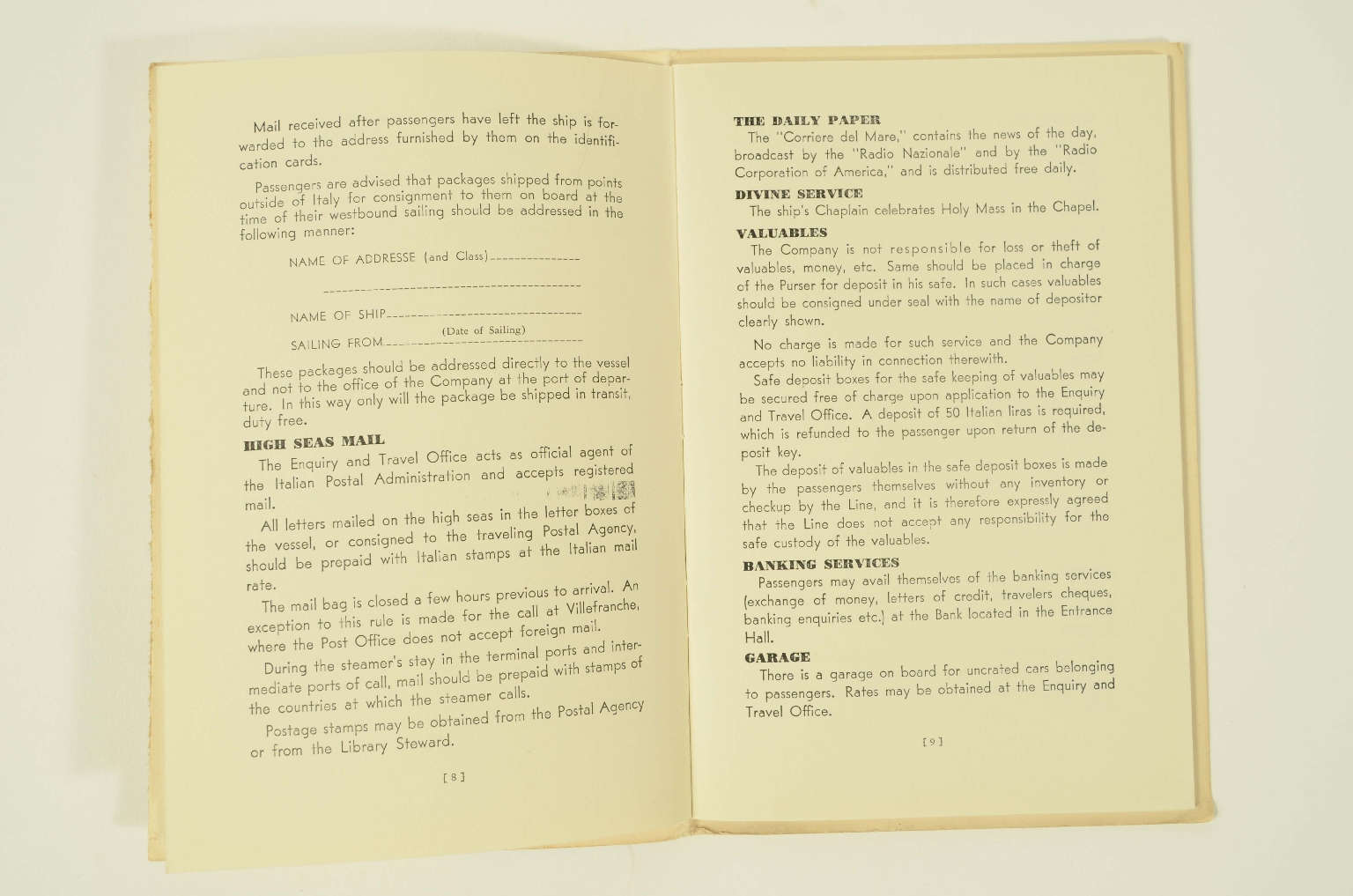 Transatlantico REX/R300-Lista Passeggeri