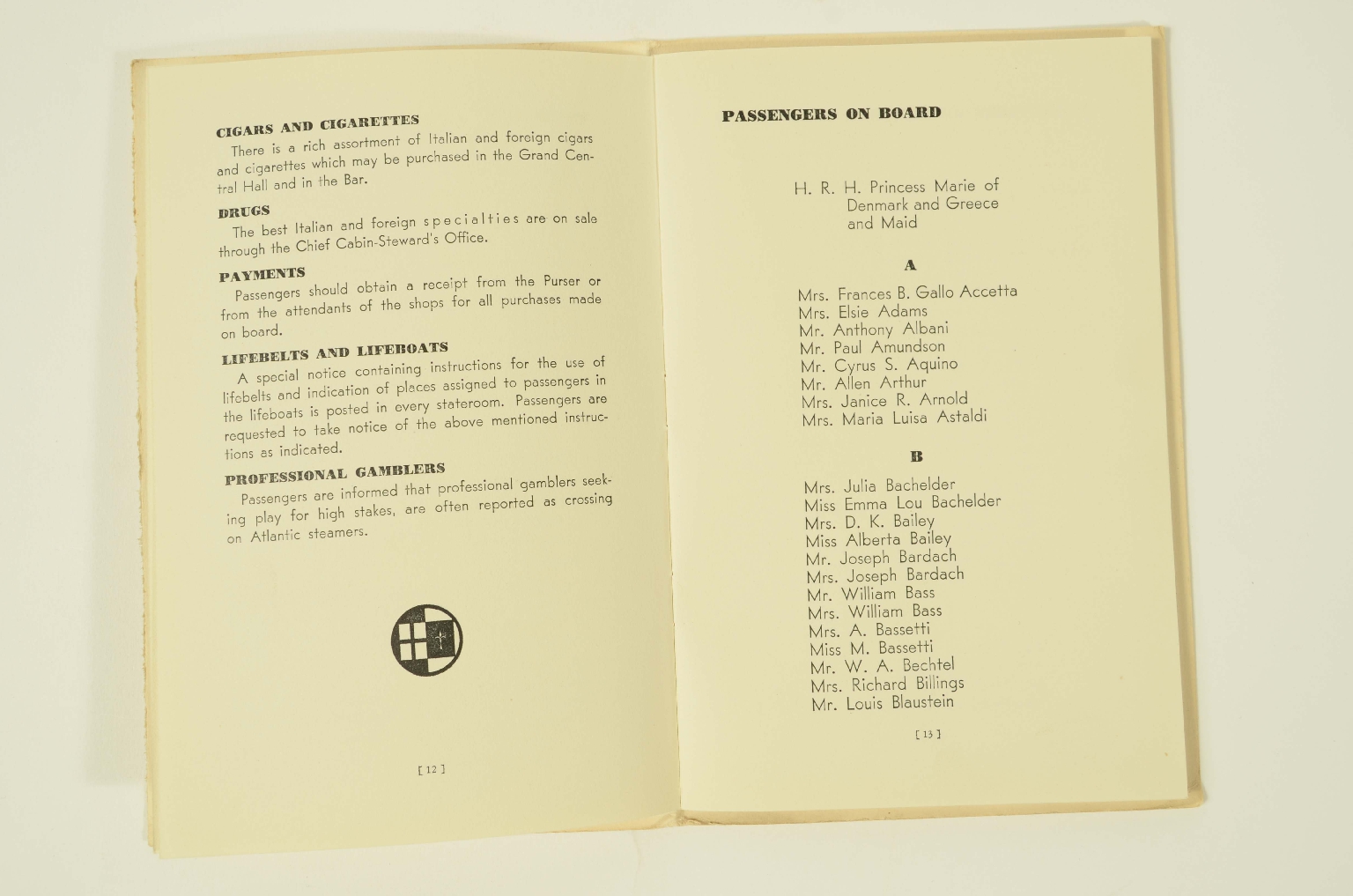 SS REX/R300-Passenger List