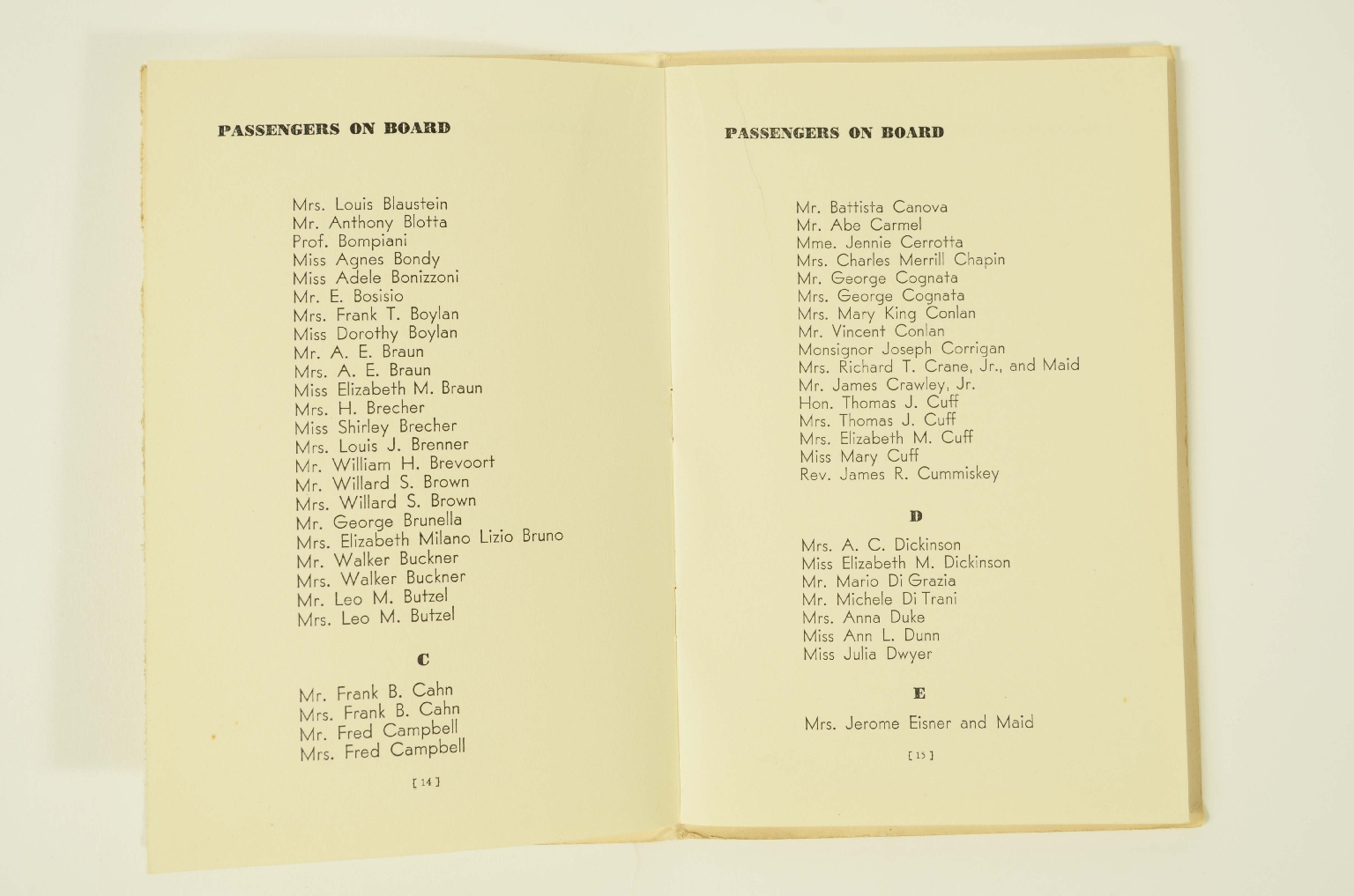 SS REX/R300-Passenger List