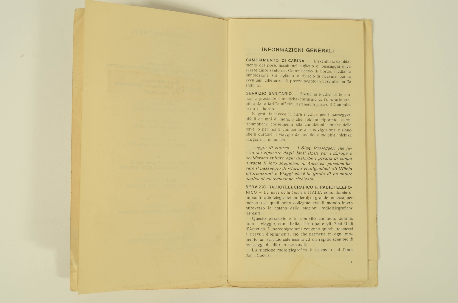 Transatlantico REX/R301-Lista Passeggeri 