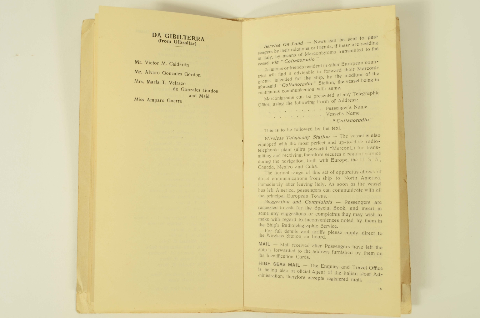 Transatlantico REX/R301-Lista Passeggeri 