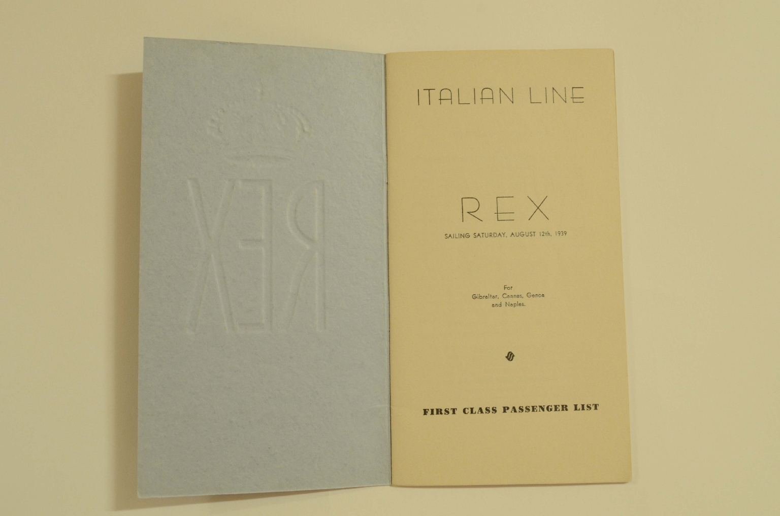 Transatlantico REX/R305-Lista Passeggeri