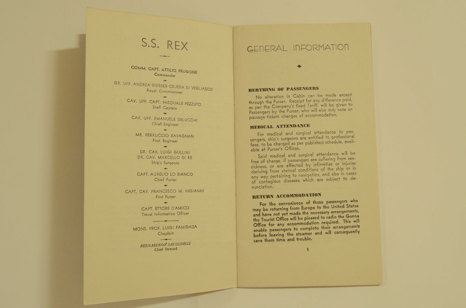 Transatlantico REX/R305-Lista Passeggeri