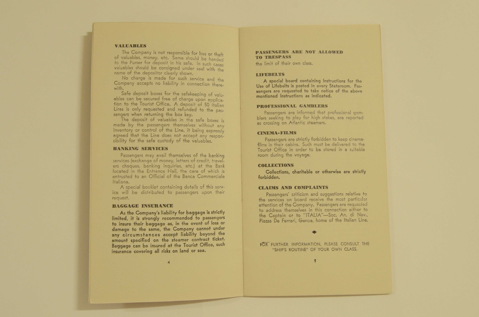 Transatlantico REX/R305-Lista Passeggeri