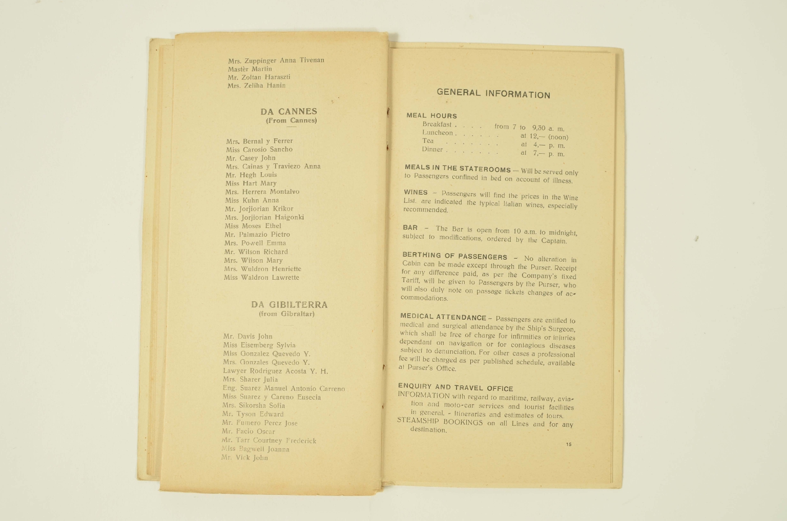 Transatlantico REX/R307-Lista Passeggeri