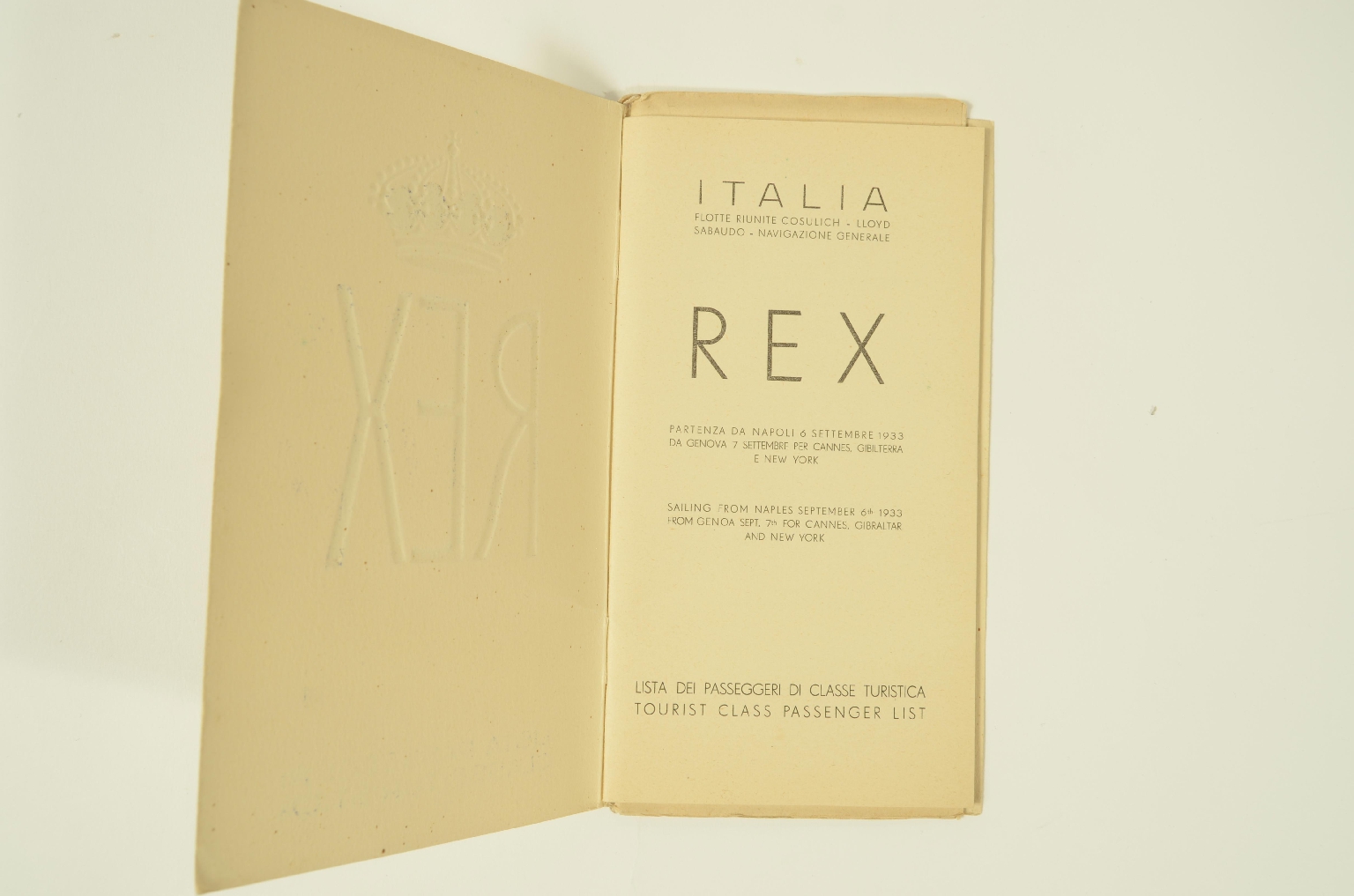 Transatlantico REX/R307-Lista Passeggeri