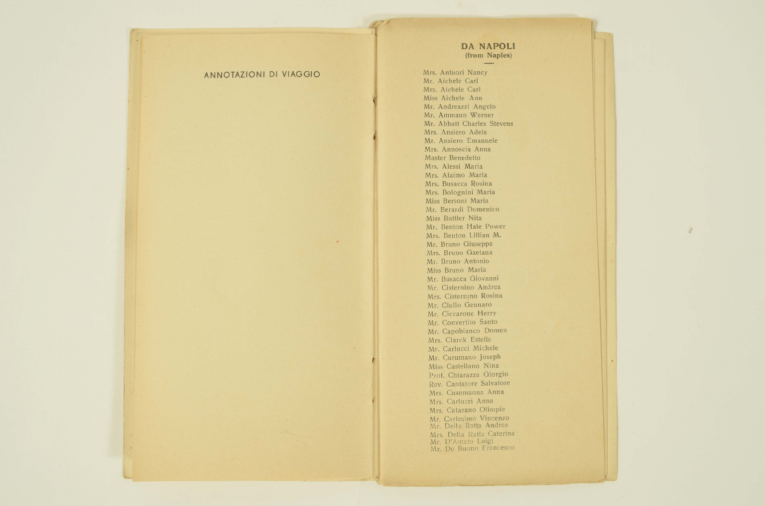 SS REX/R307-Passenger List