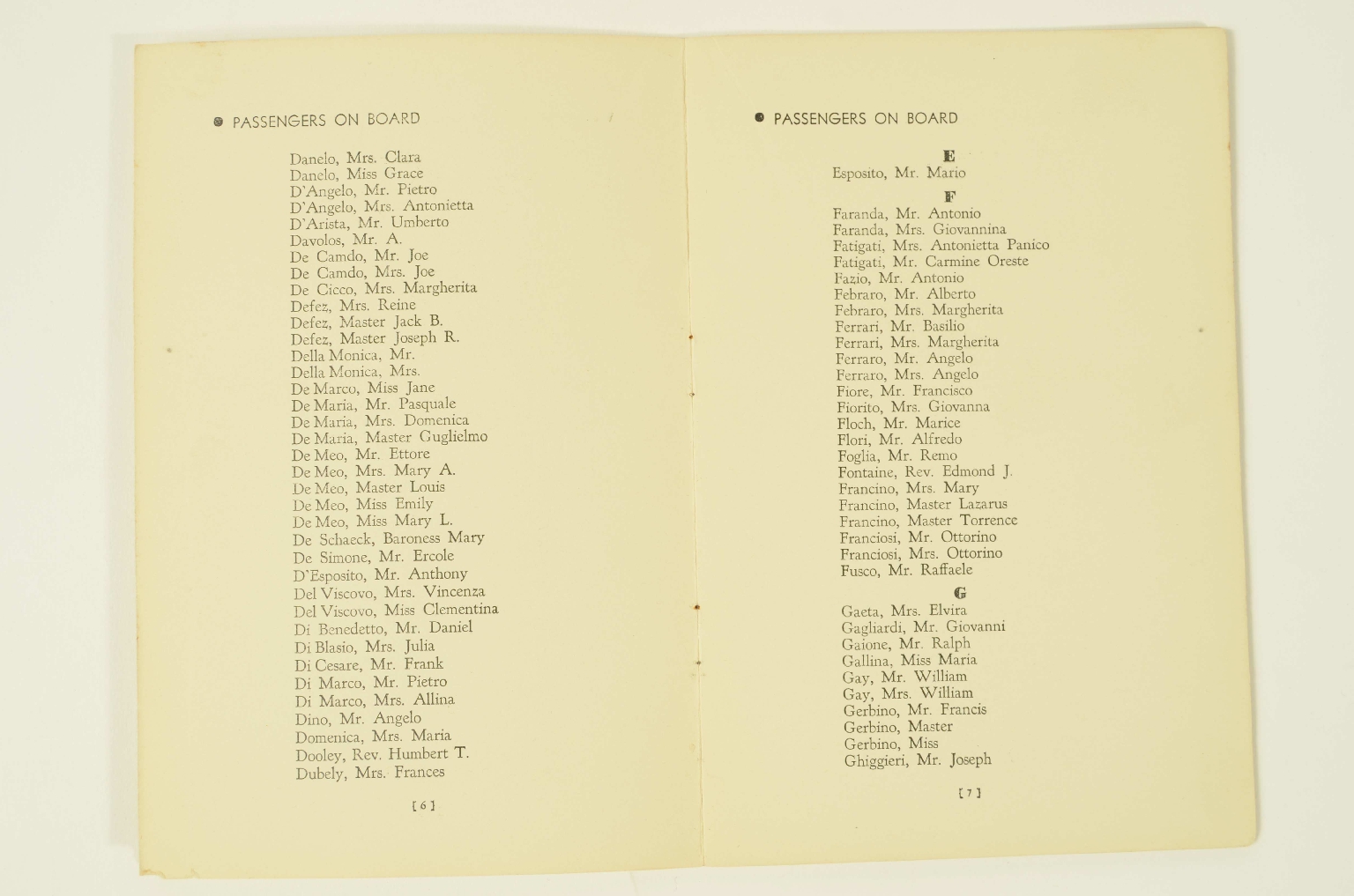 SS REX/R310-Passenger List