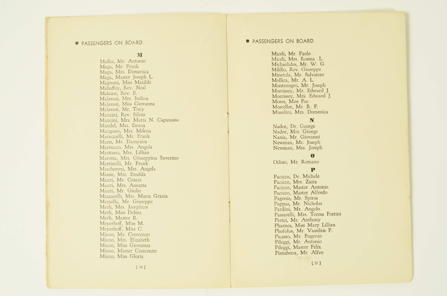 Transatlantico REX/R310-Lista Passeggeri