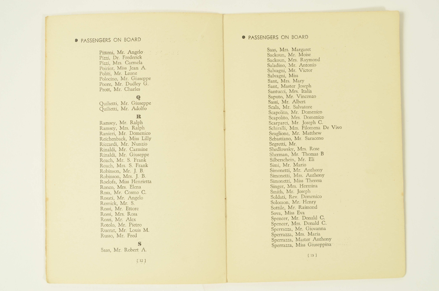 SS REX/R310-Passenger List