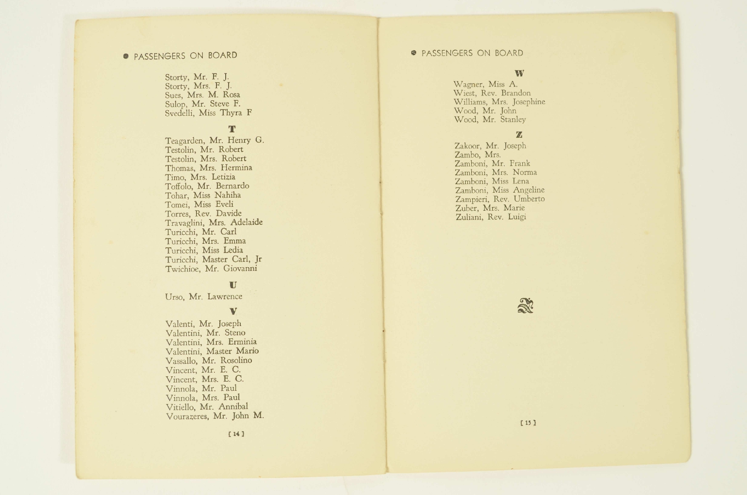 Transatlantico REX/R310-Lista Passeggeri