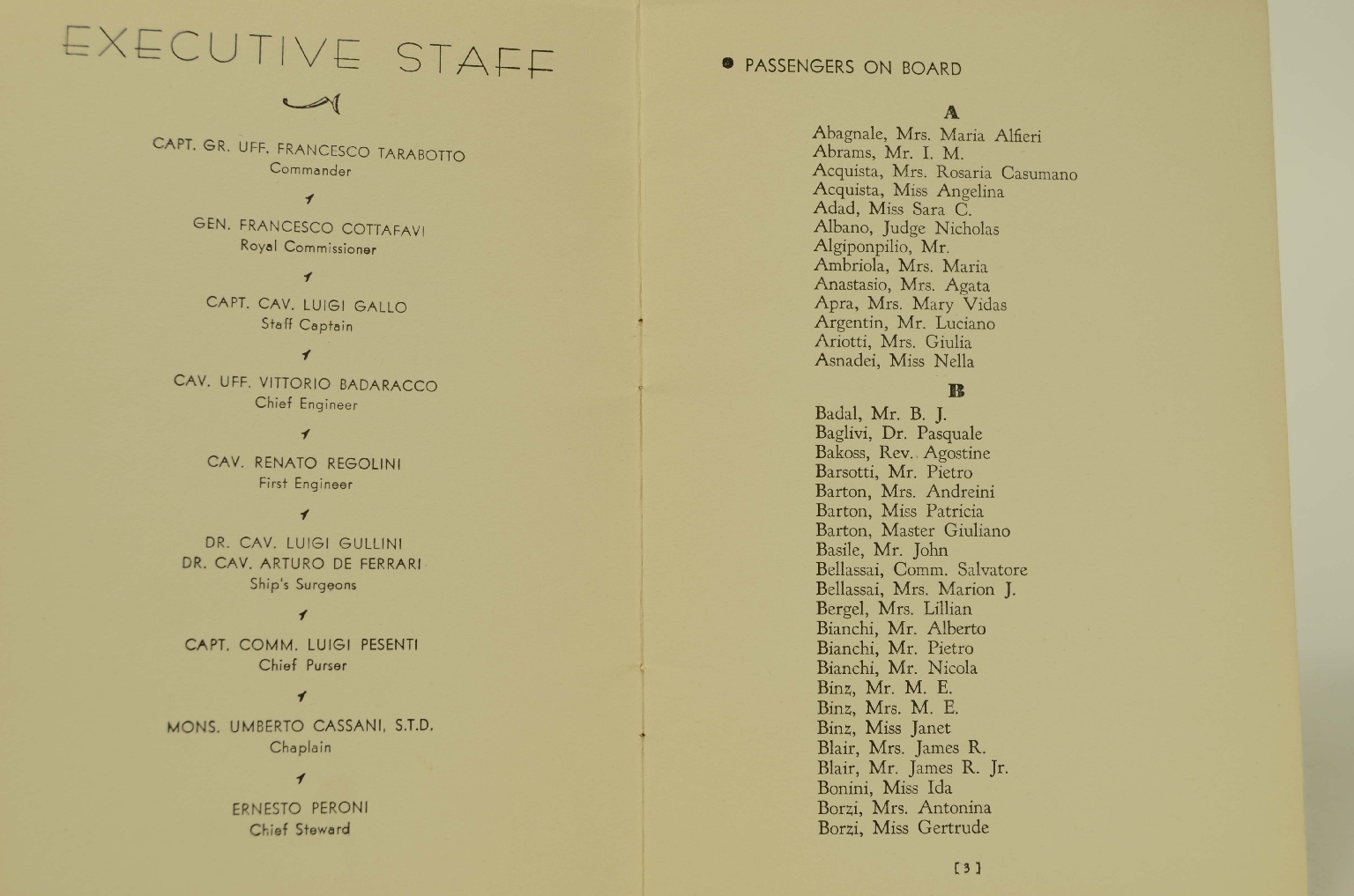 Transatlantico REX/R311-Lista Passeggeri