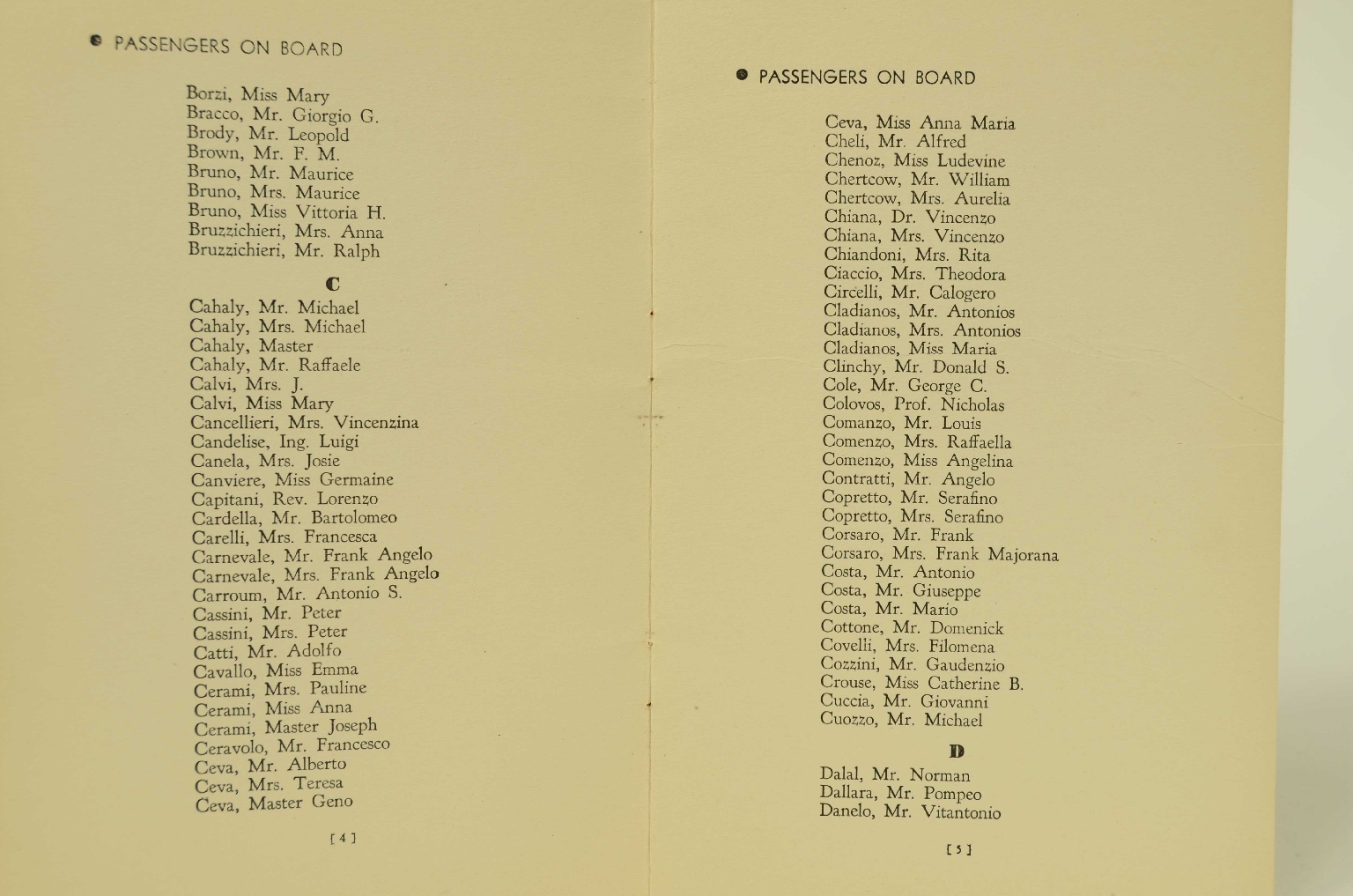 Transatlantico REX/R311-Lista Passeggeri