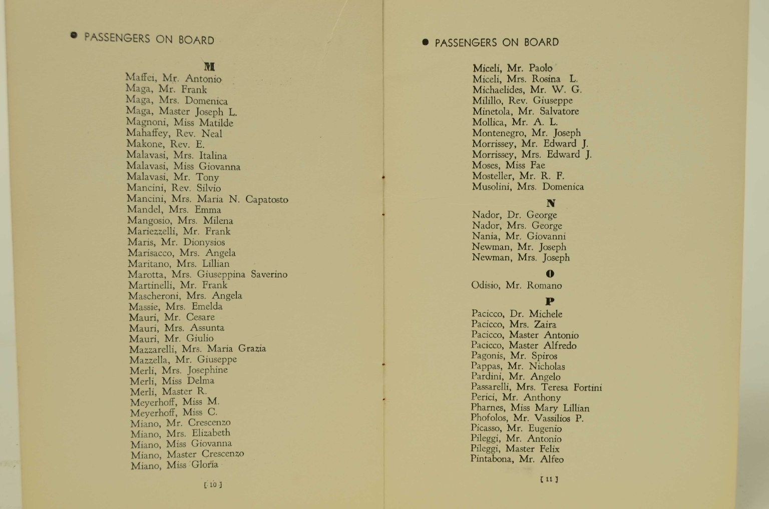 Transatlantico REX/R311-Lista Passeggeri