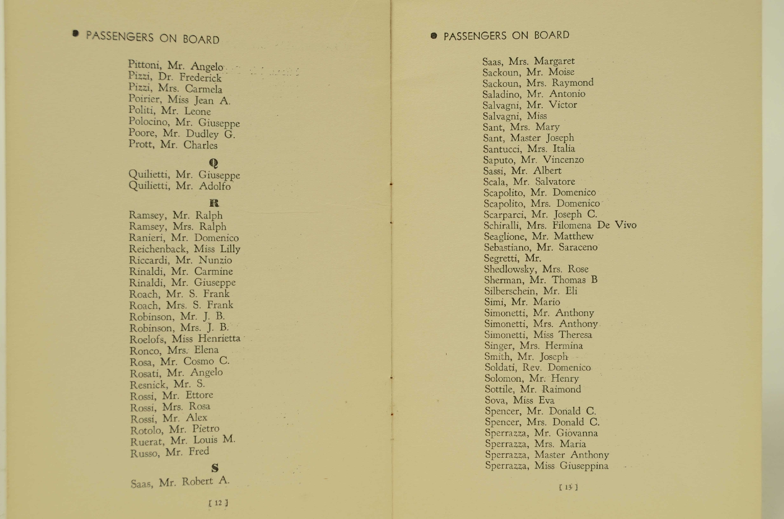 SS REX/R311-Passenger List