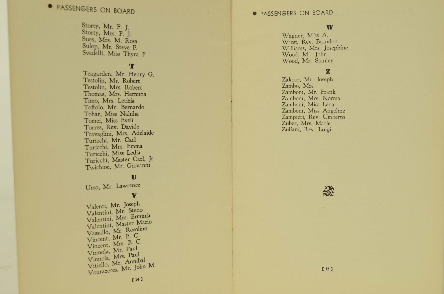 SS REX/R311-Passenger List