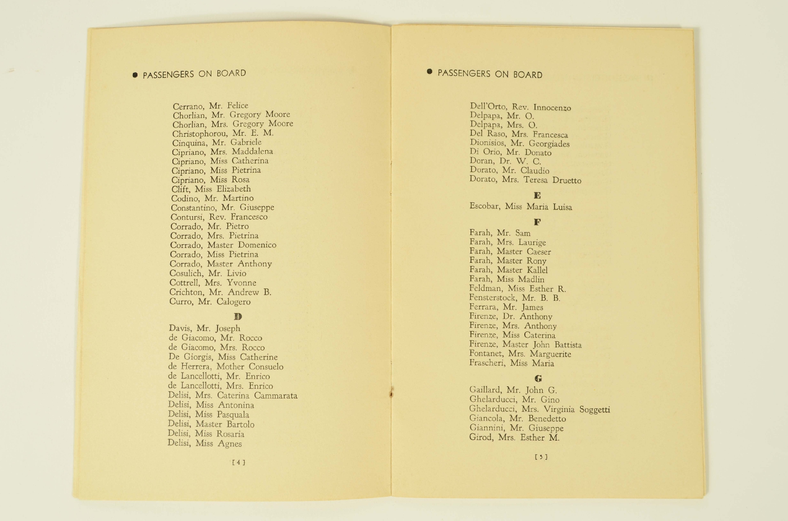 SS REX/R312-Passenger List