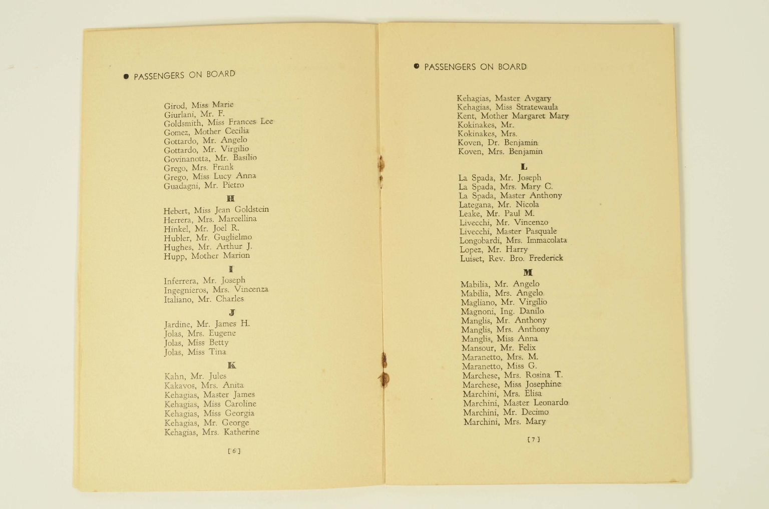 Transatlantico REX/R312-Lista Passeggeri