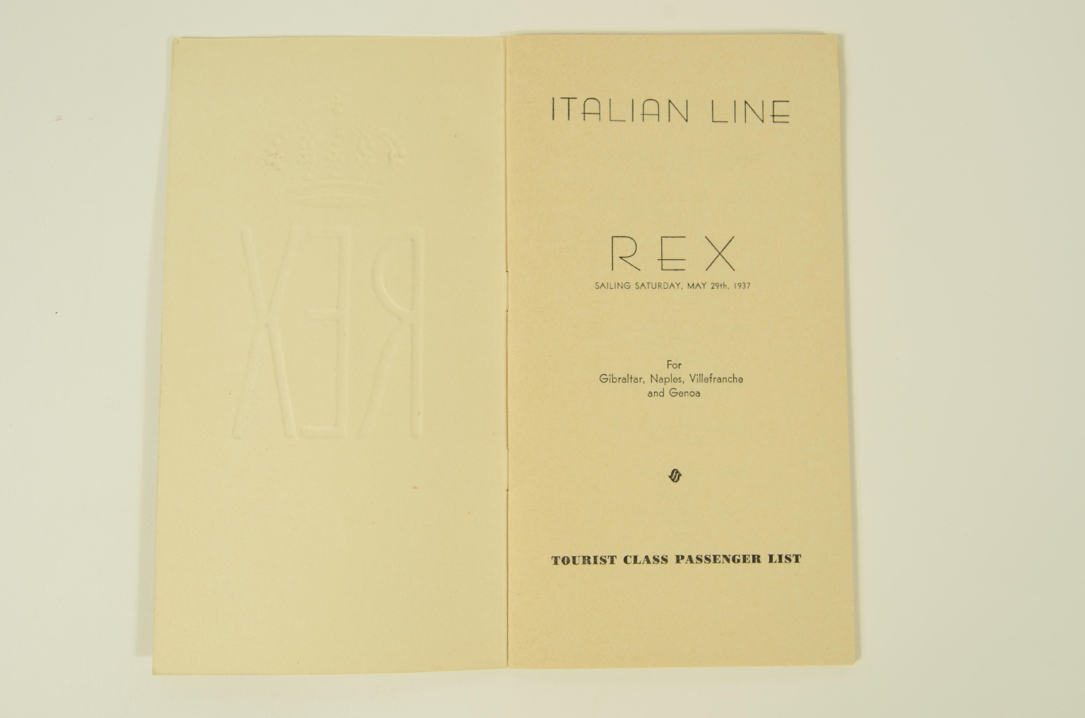 Transatlantico REX/R313-Lista dei passeggeri REX