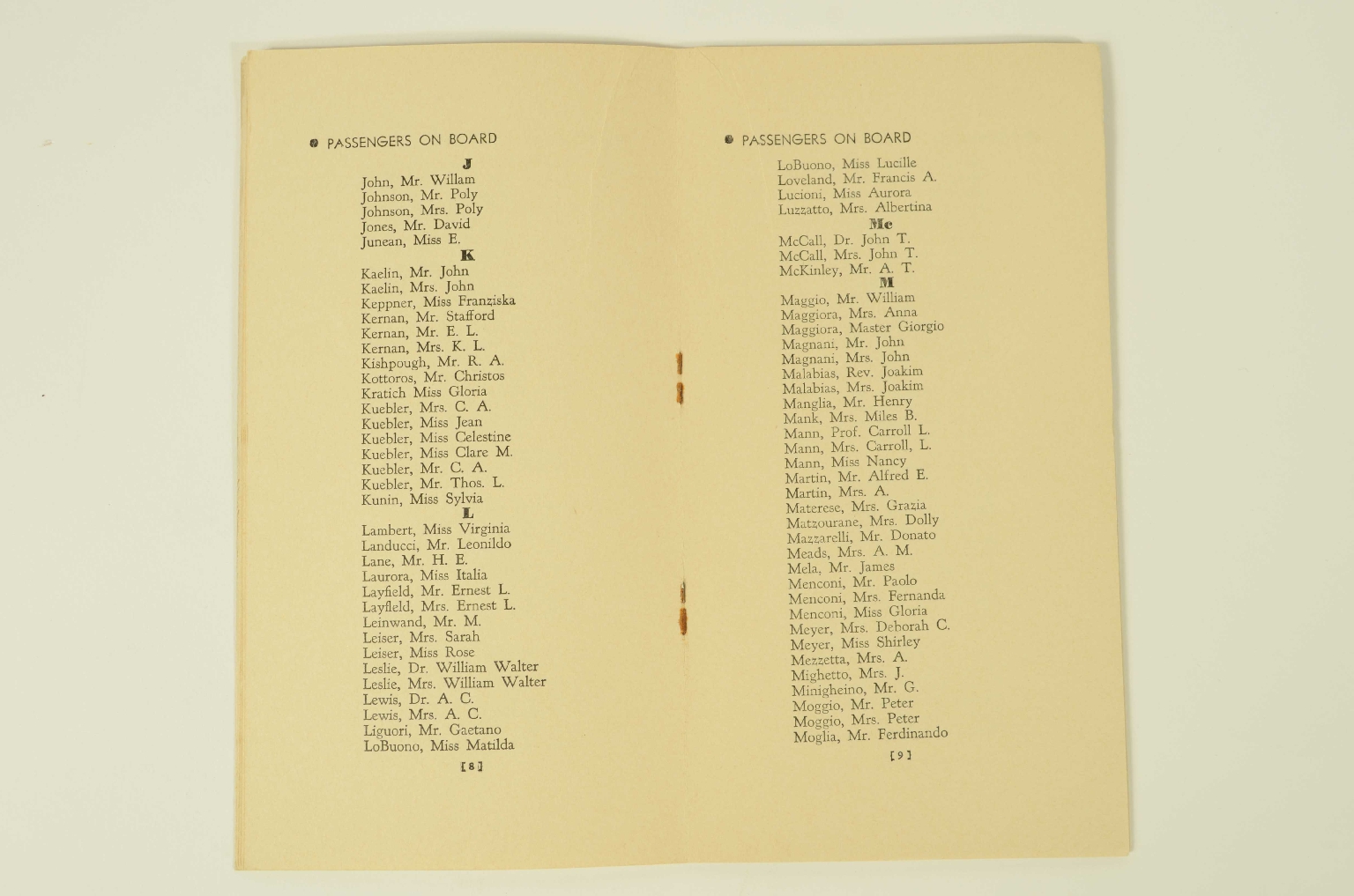 SS REX/R313-REX Passenger List