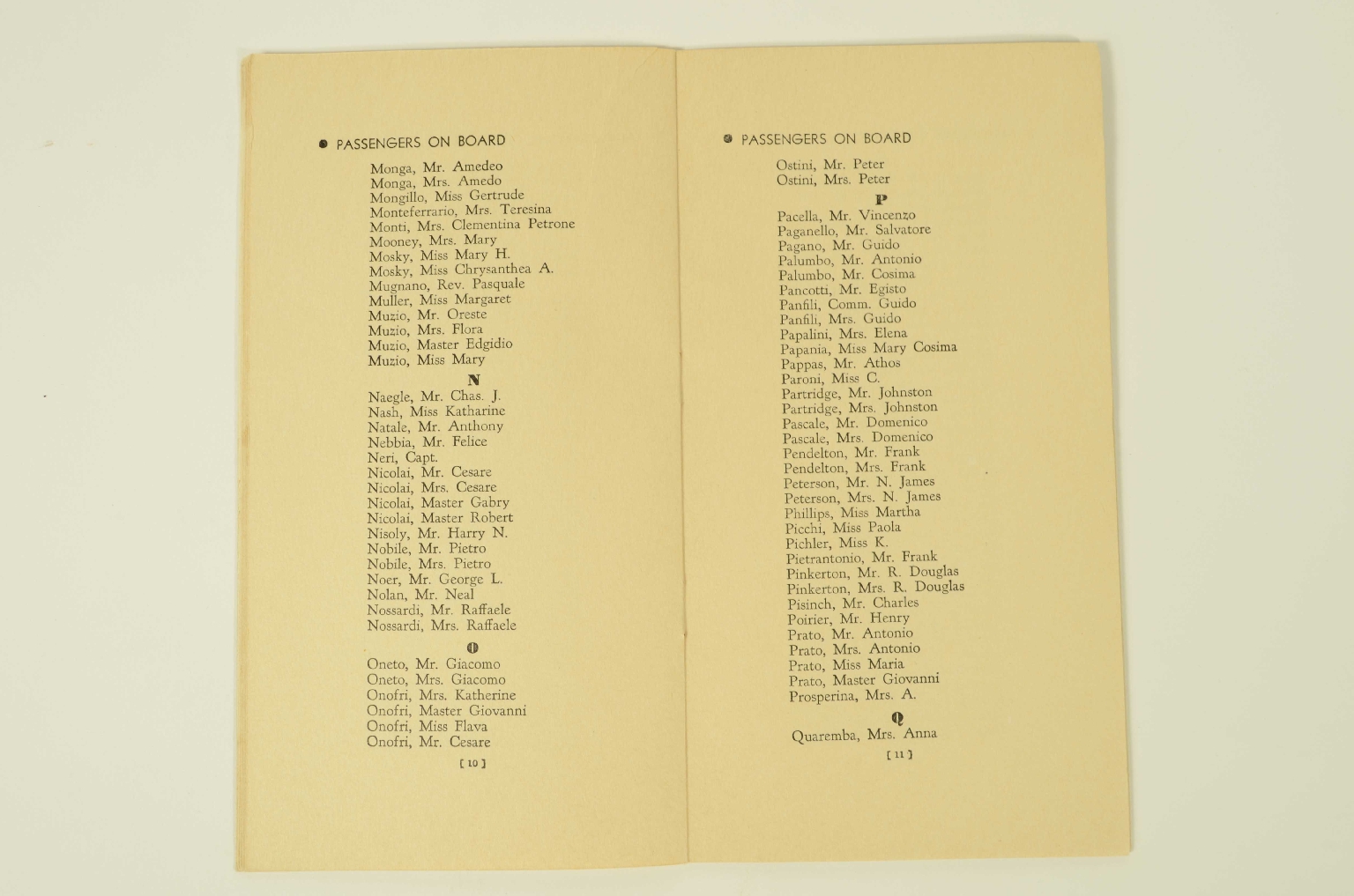 Transatlantico REX/R313-Lista dei passeggeri REX