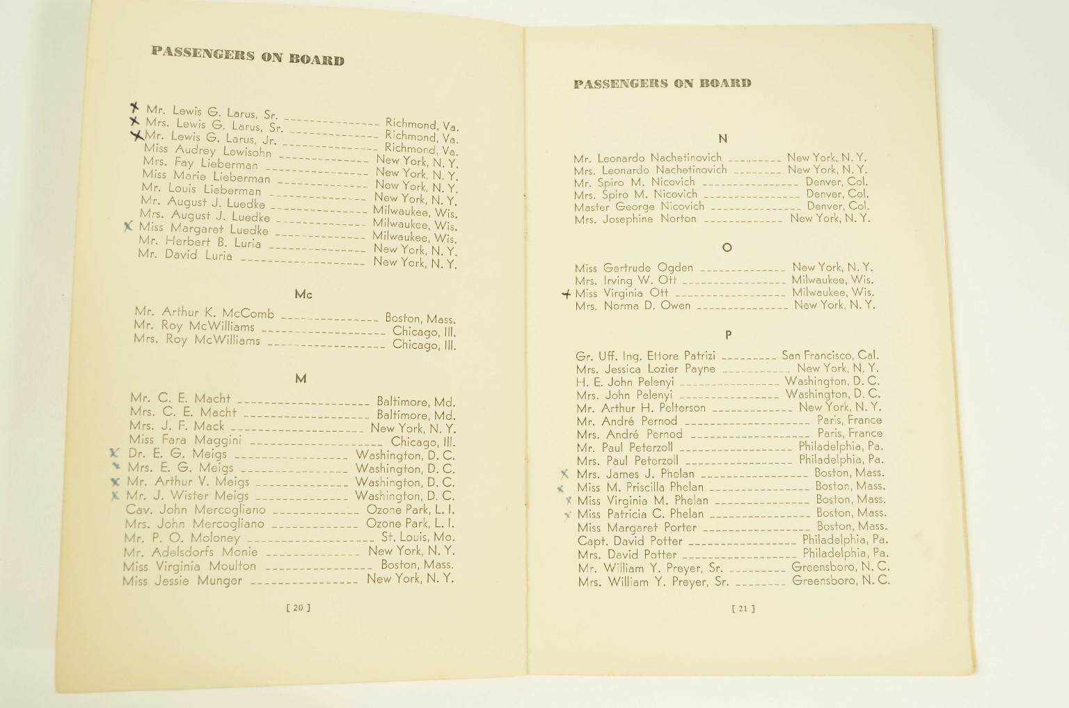 Transatlantico REX/R314a-Lista Passeggeri