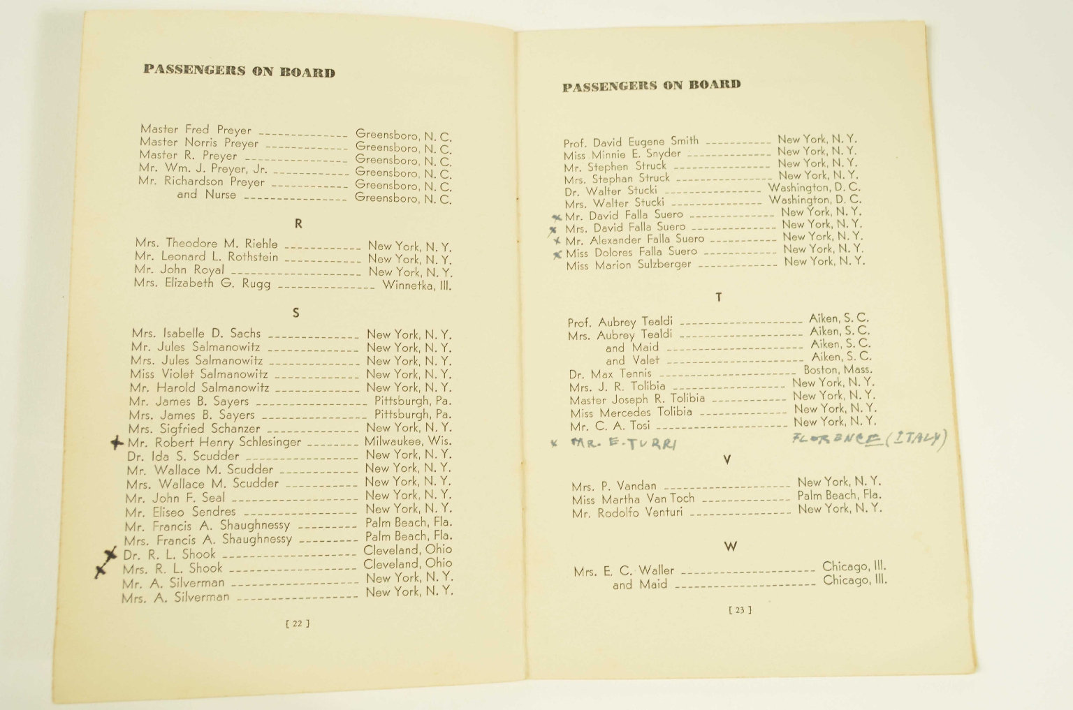 SS REX/R314a-Passenger List