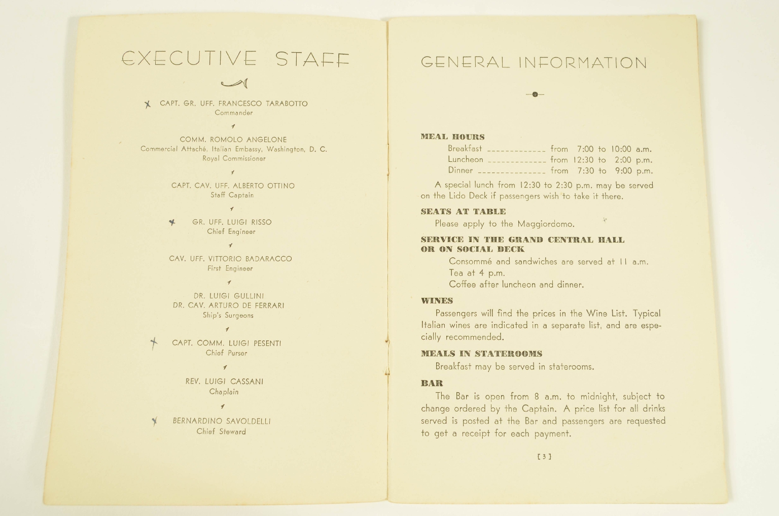 Transatlantico REX/R314a-Lista Passeggeri