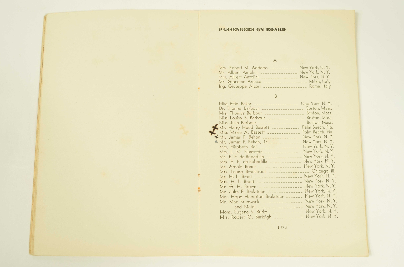 SS REX/R314a-Passenger List