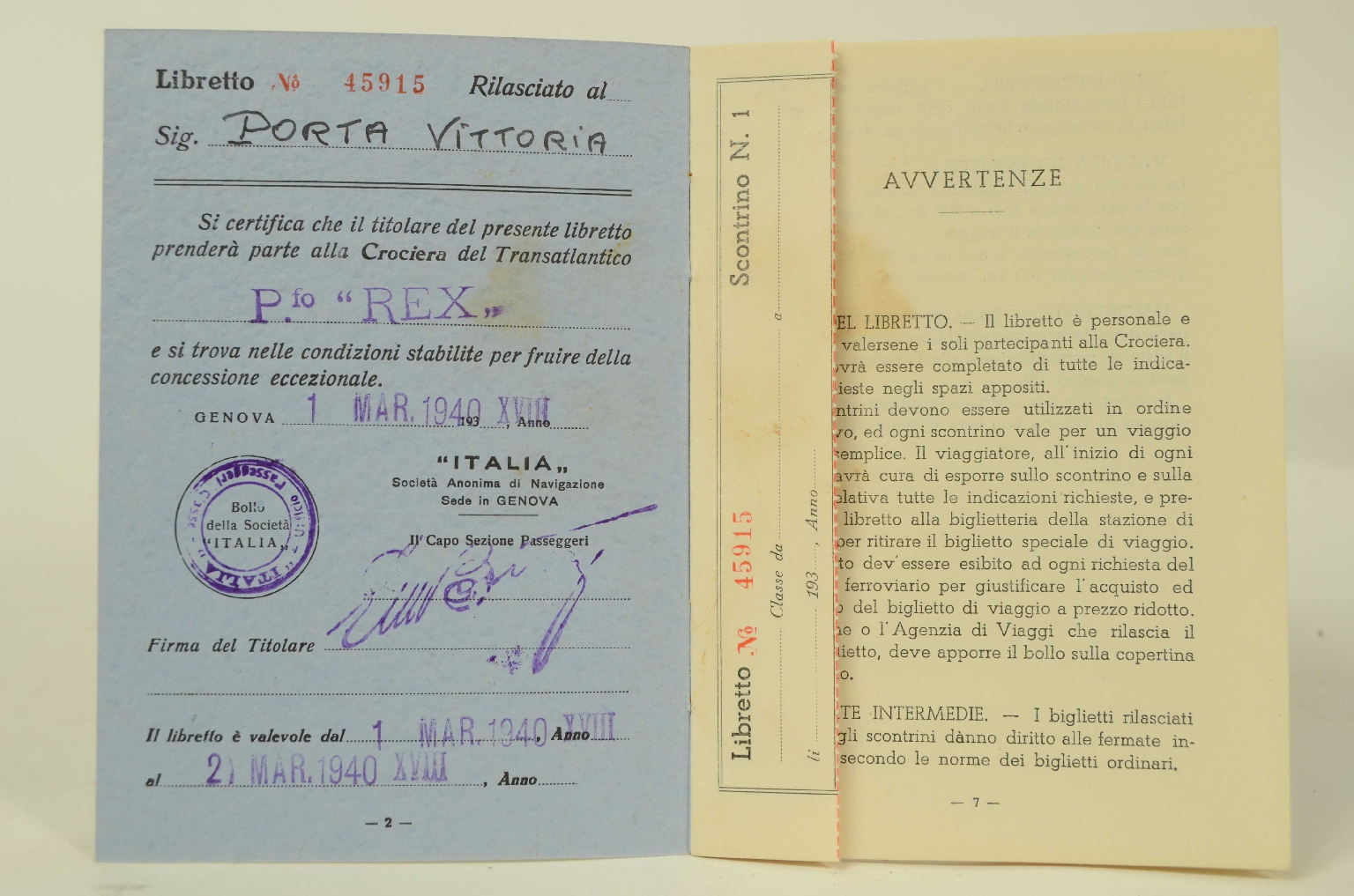 Transatlantico REX/R319-Viaggi in Ferrovia