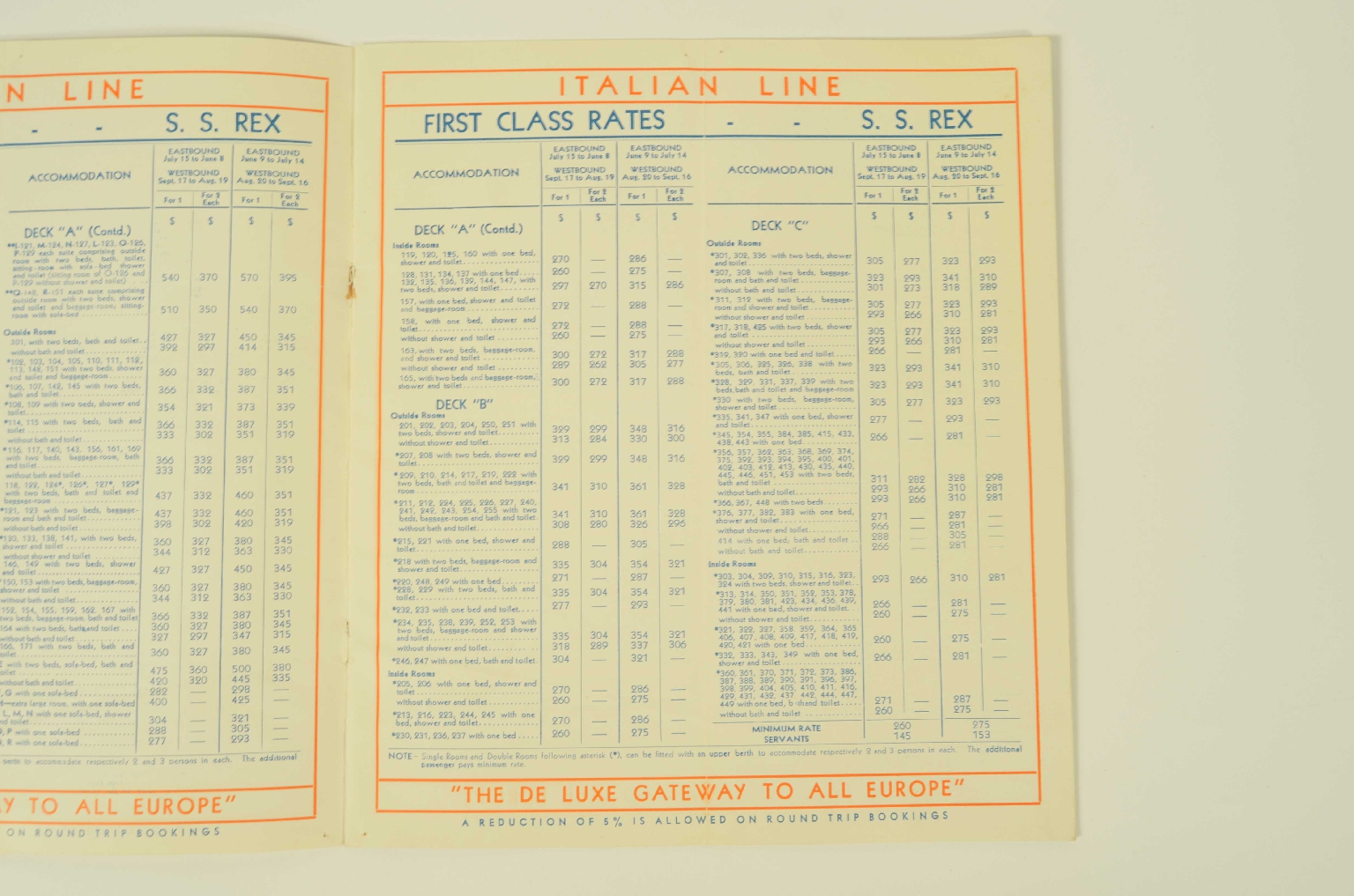 SS REX/R374-Cruise Schedule