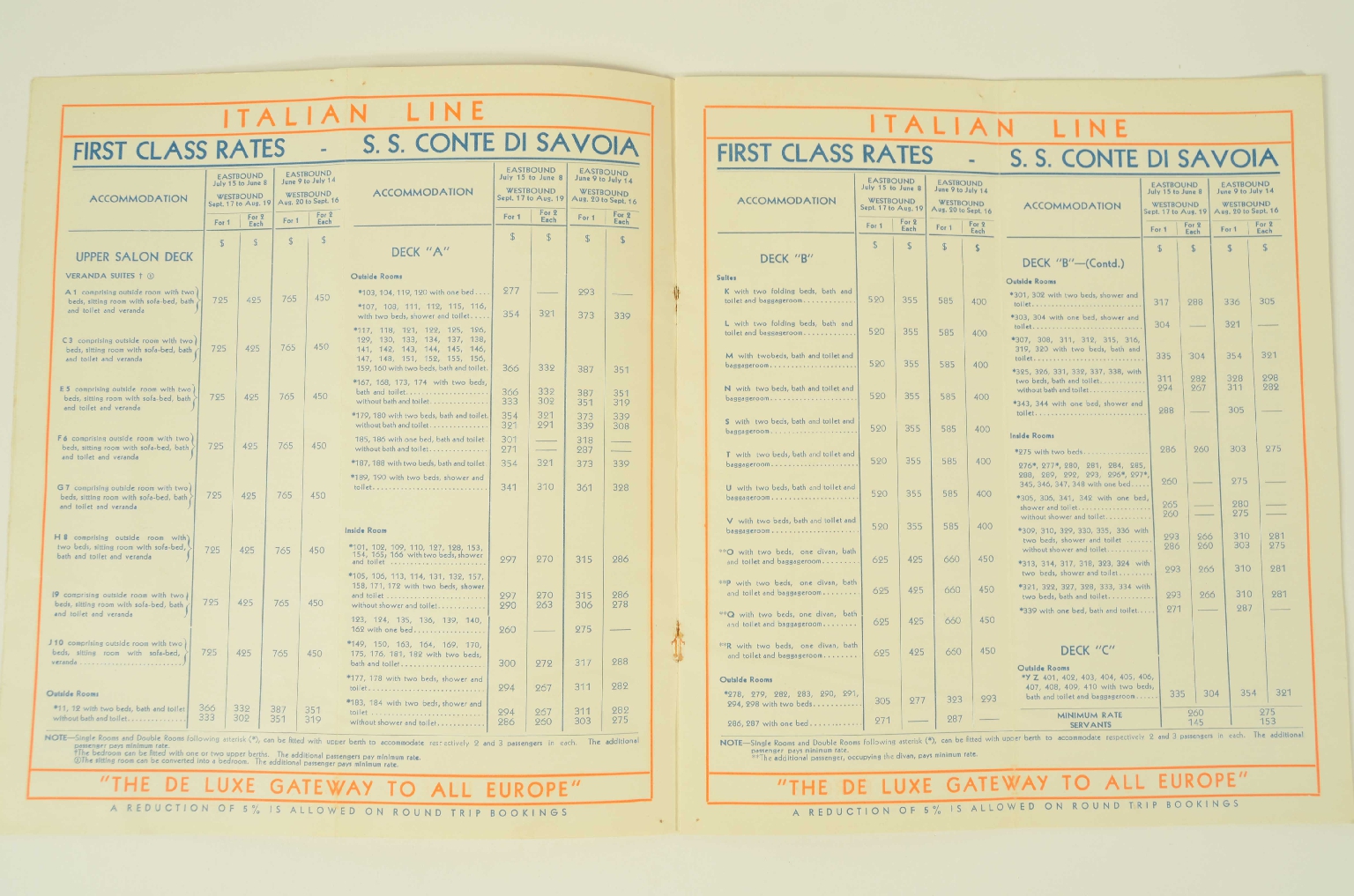 SS REX/R374-Cruise Schedule