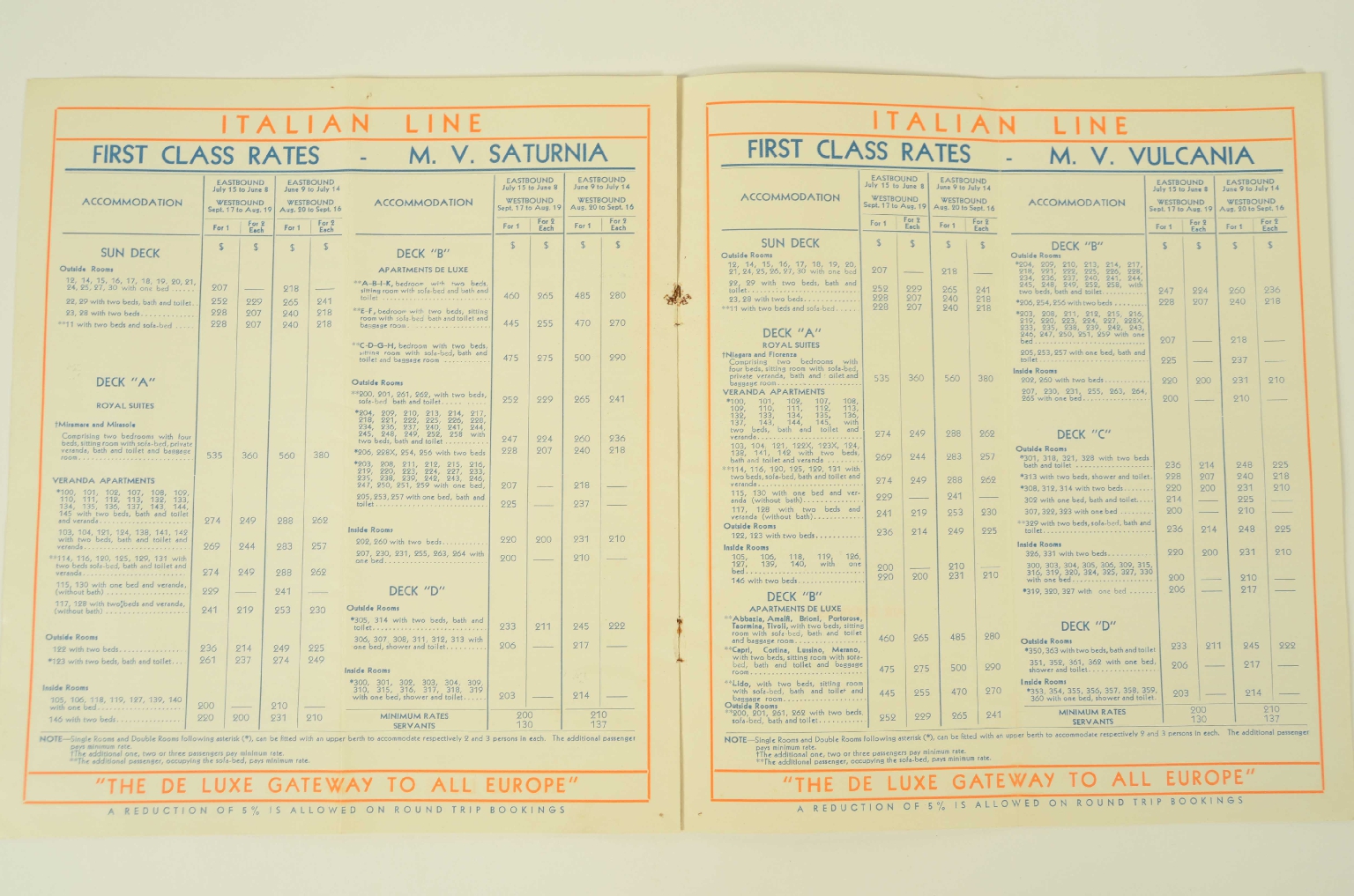 SS REX/R374-Cruise Schedule