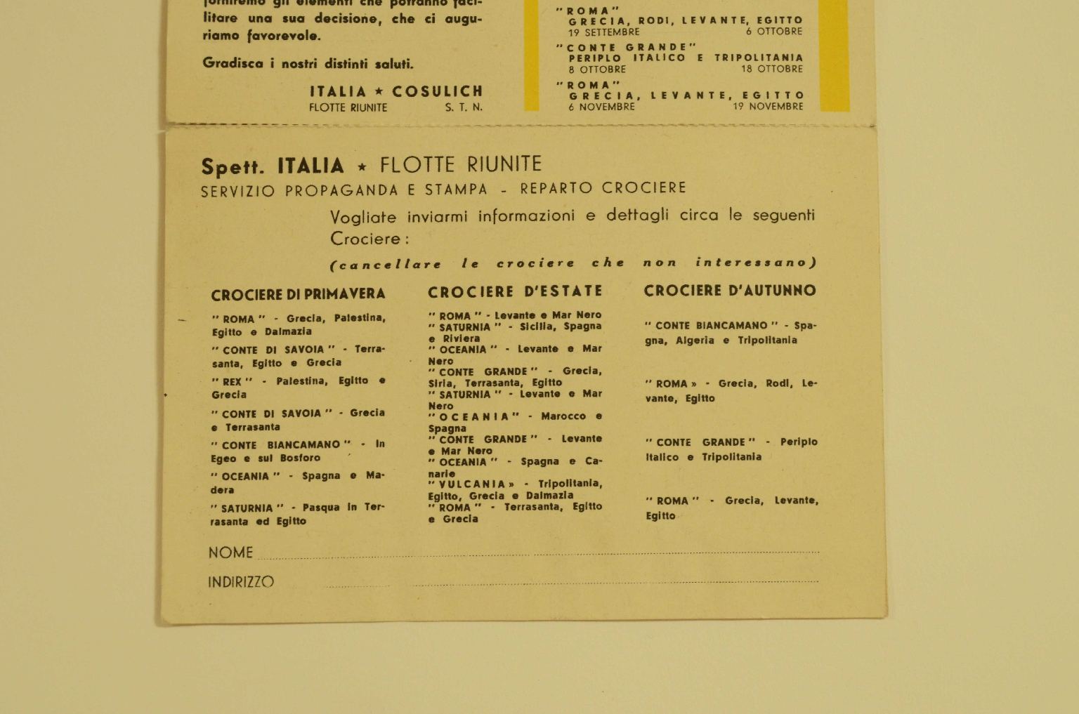 Transatlantico REX/R383-Programma Crociere