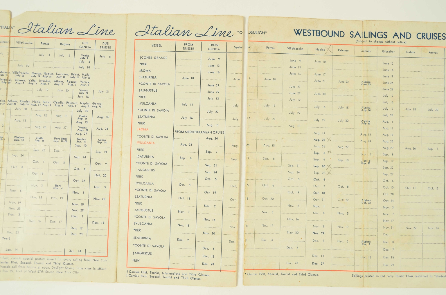 Transatlantico REX/R399-Programma di Viaggio