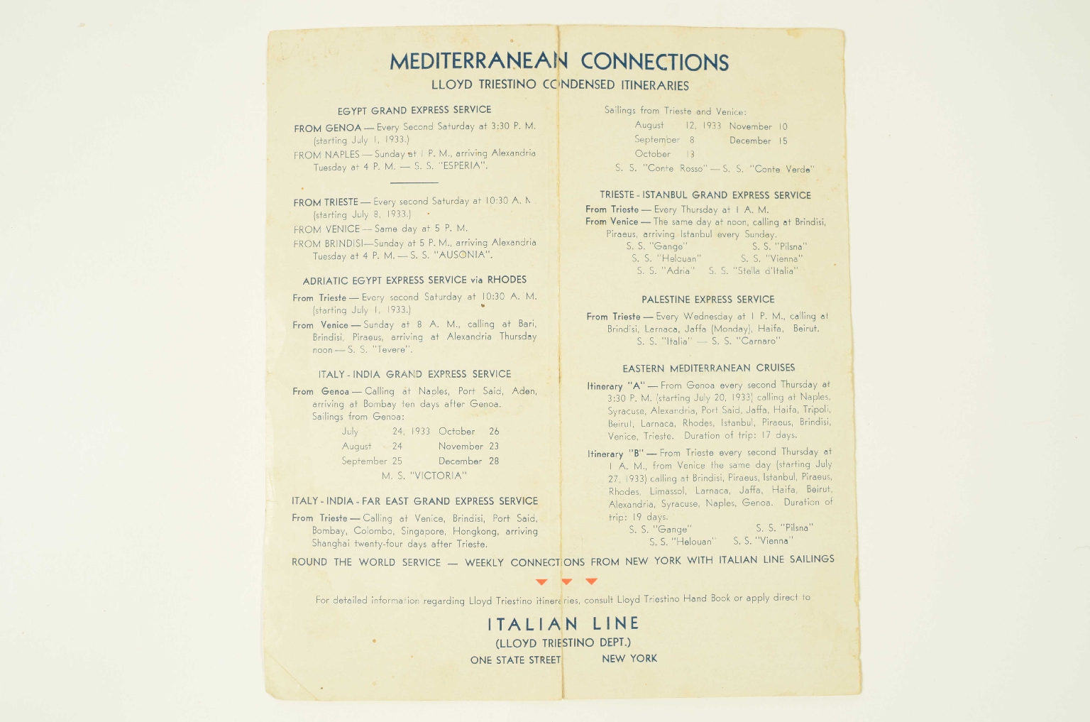 Transatlantico REX/R399-Programma di Viaggio