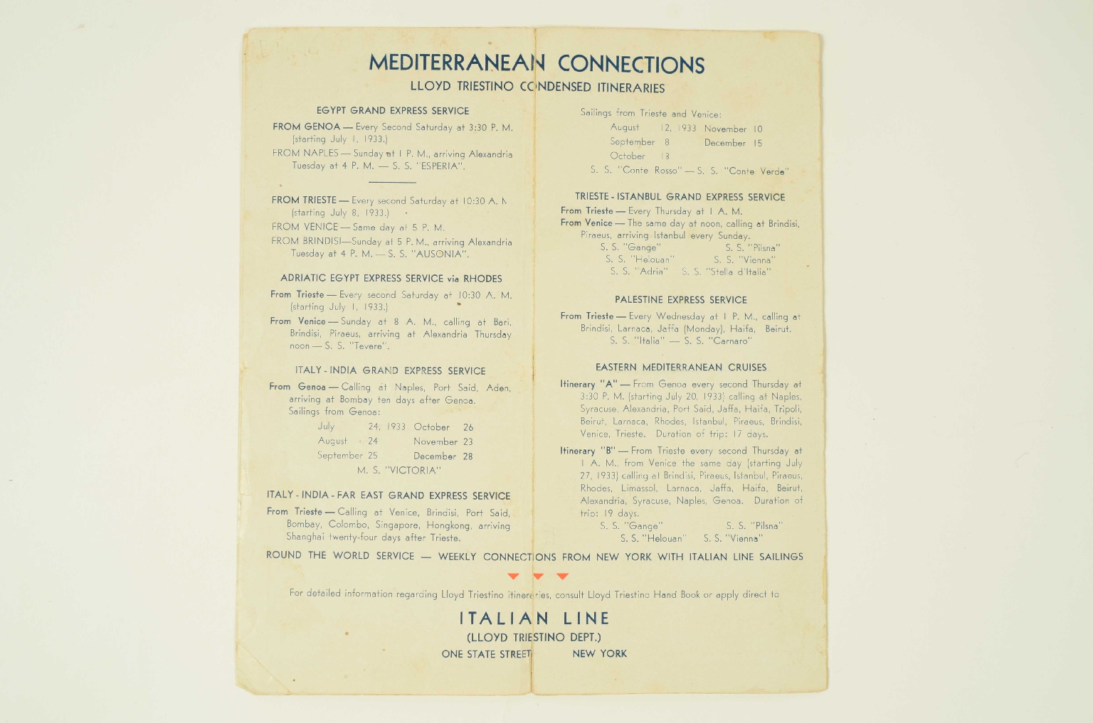 Transatlantico REX/R399-Programma di Viaggio