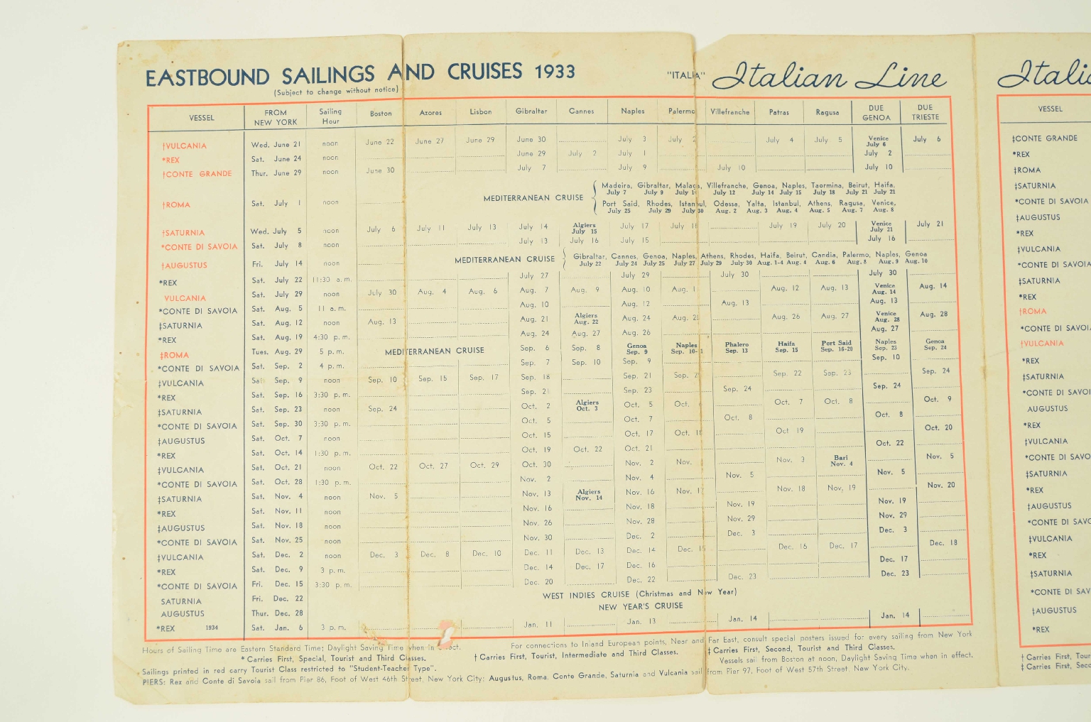 SS REX/R399-Cruise Itinerary