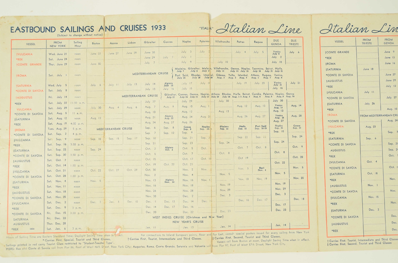 Transatlantico REX/R399-Programma di Viaggio