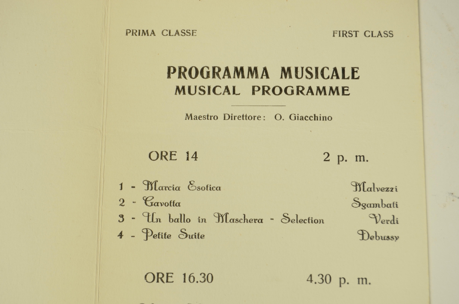 Transatlantico REX/R562-Programma Musicale