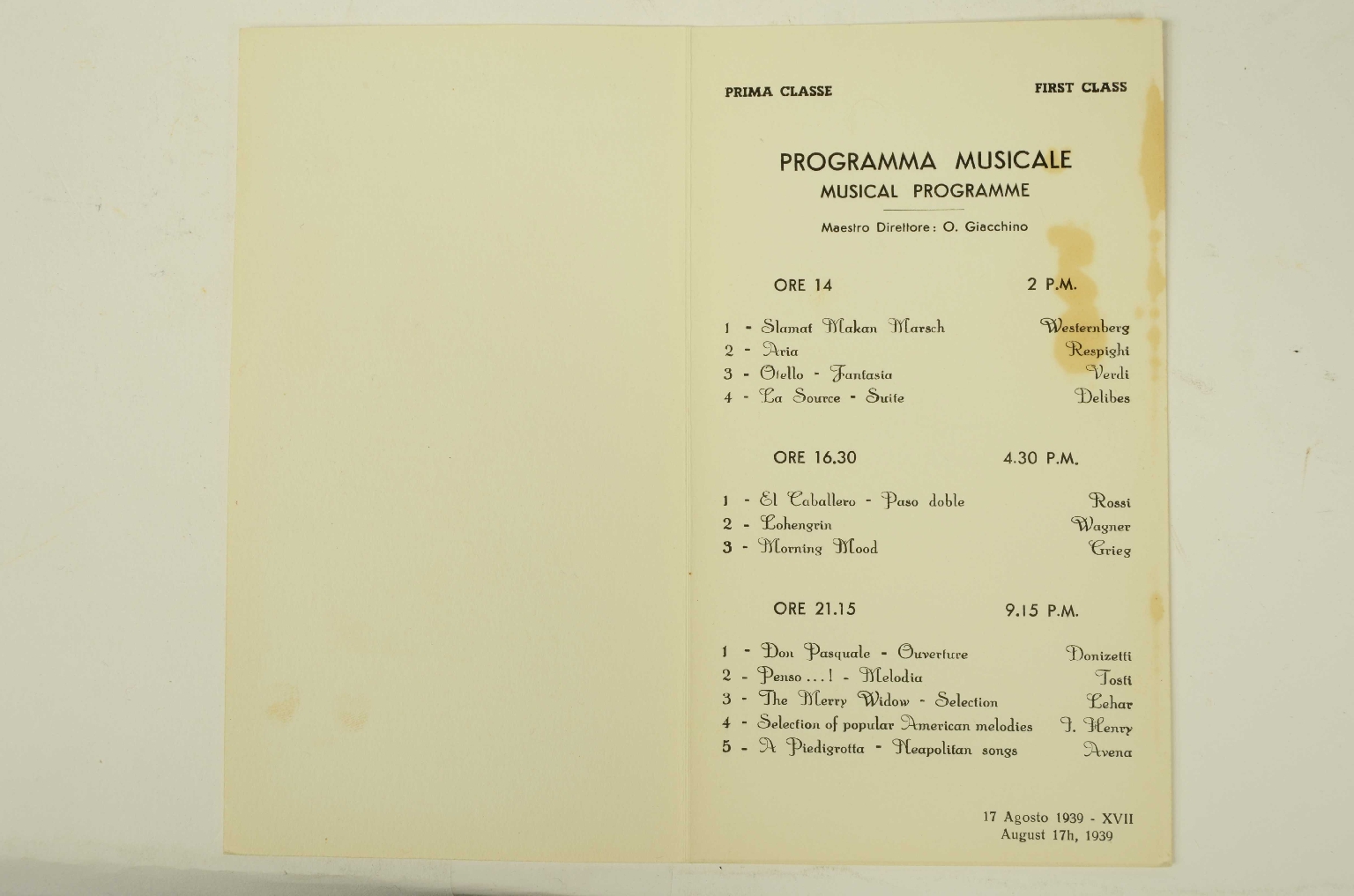 Transatlantico REX/R566-Programma Musicale 