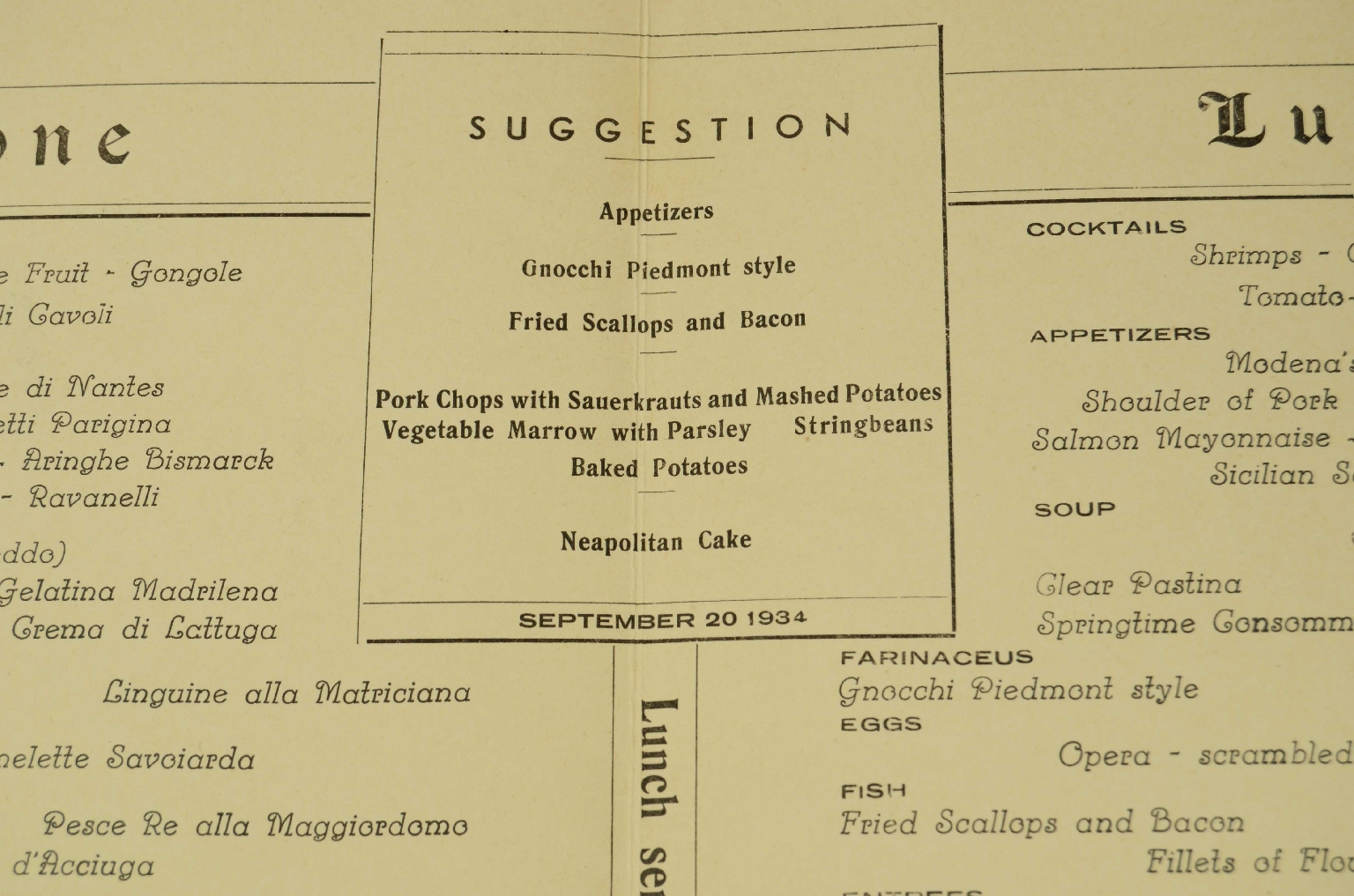 Transatlantico REX/R573-Menu Prima Classe