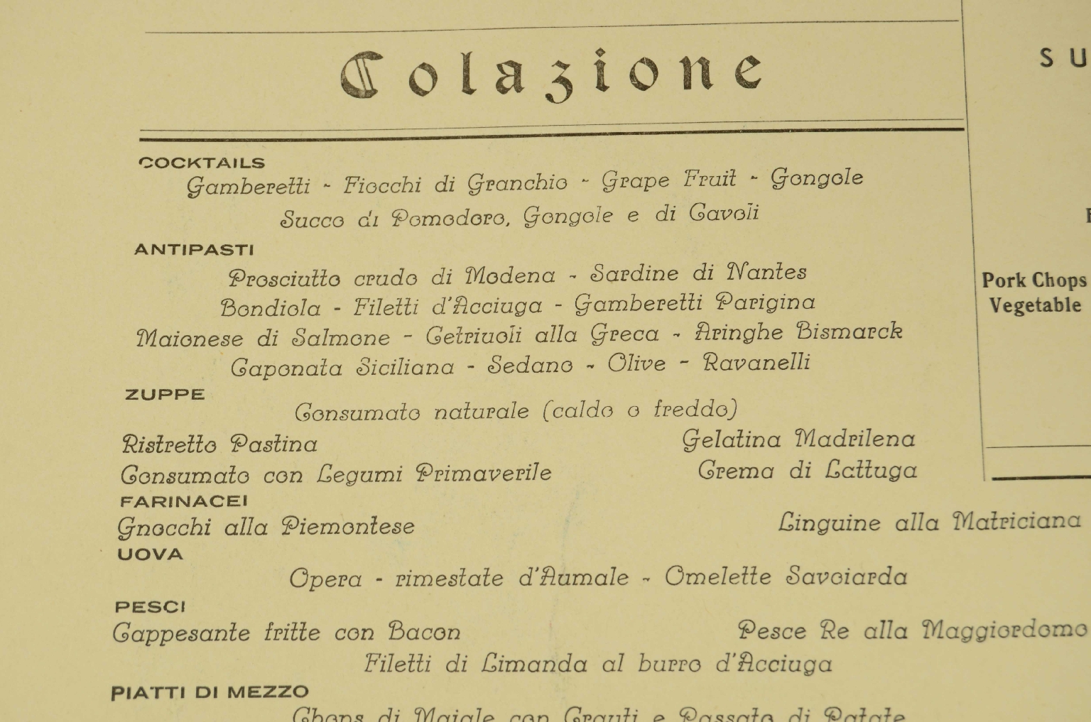 Transatlantico REX/R573-Menu Prima Classe