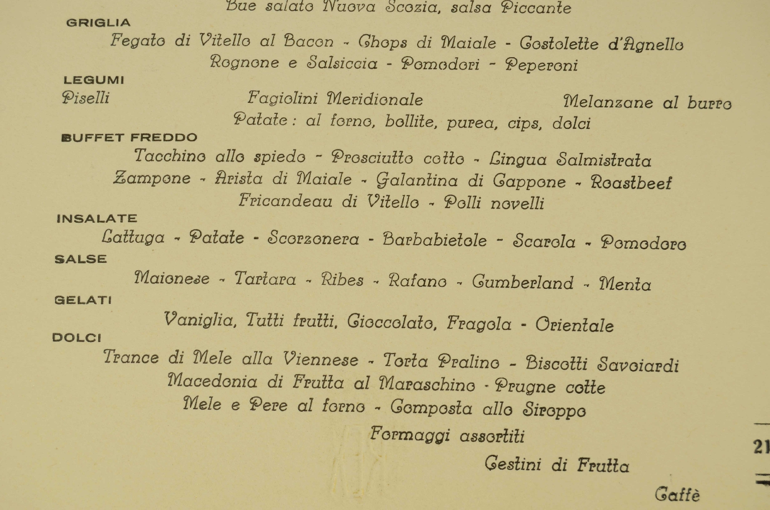 SS REX/R574-First-Class Menu REX
