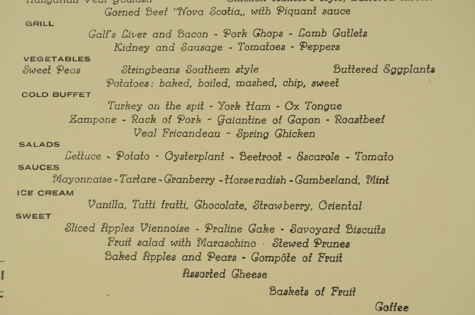 SS REX/R574-First-Class Menu REX